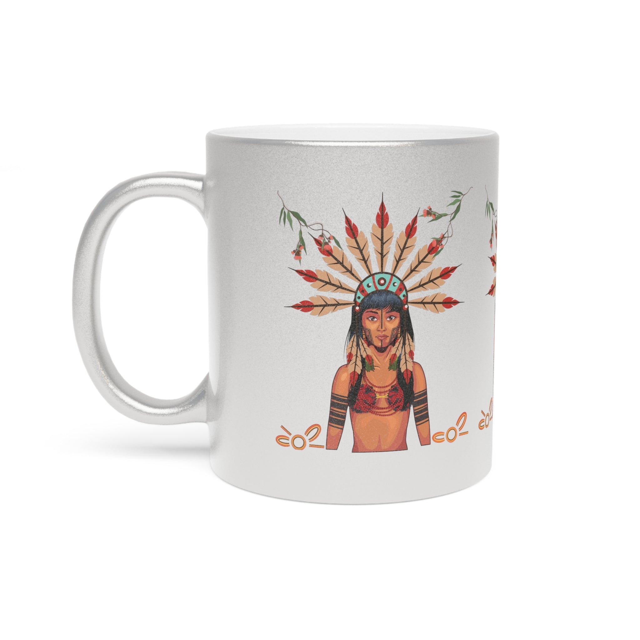 TAINO PUERTO RICAN Metallic Mug (Silver Gold) - Metamorphosis Creations