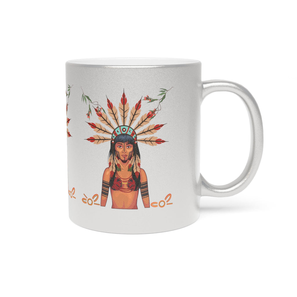 TAINO PUERTO RICAN Metallic Mug (Silver Gold) - Metamorphosis Creations