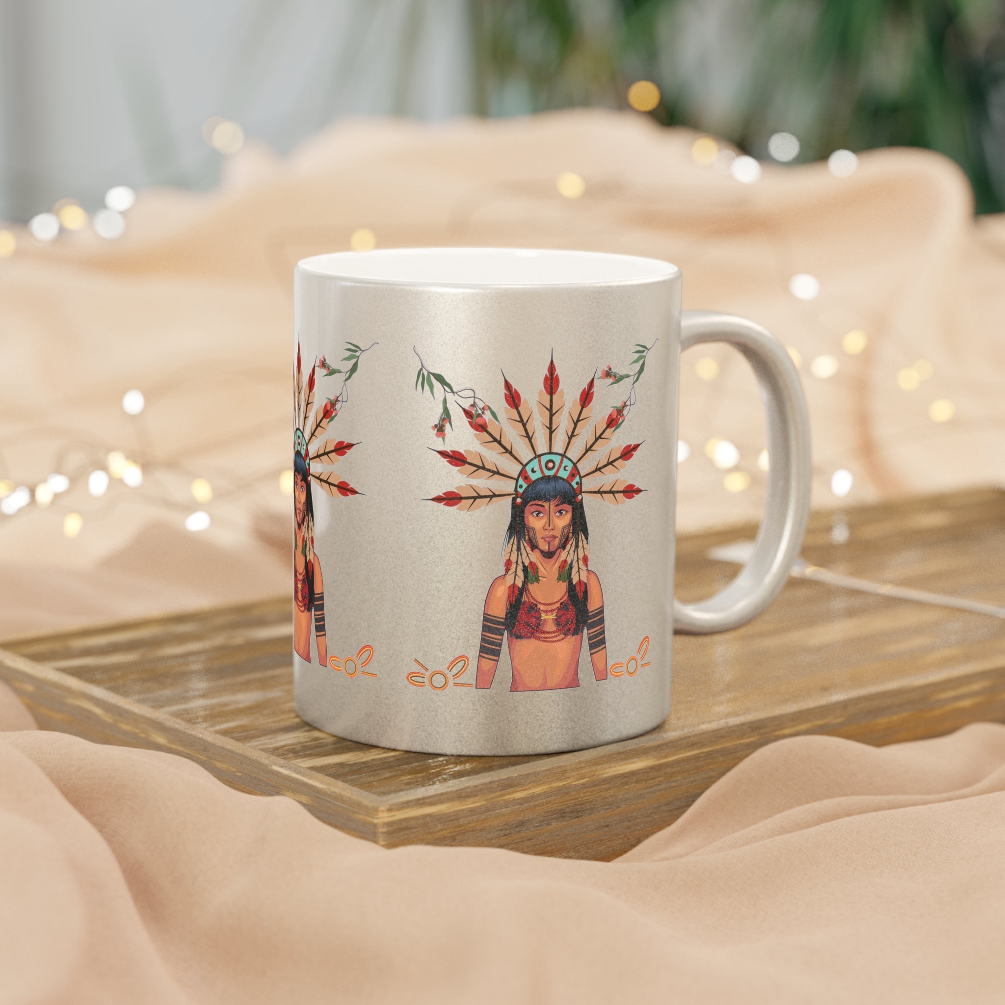 TAINO PUERTO RICAN Metallic Mug (Silver Gold) - Metamorphosis Creations