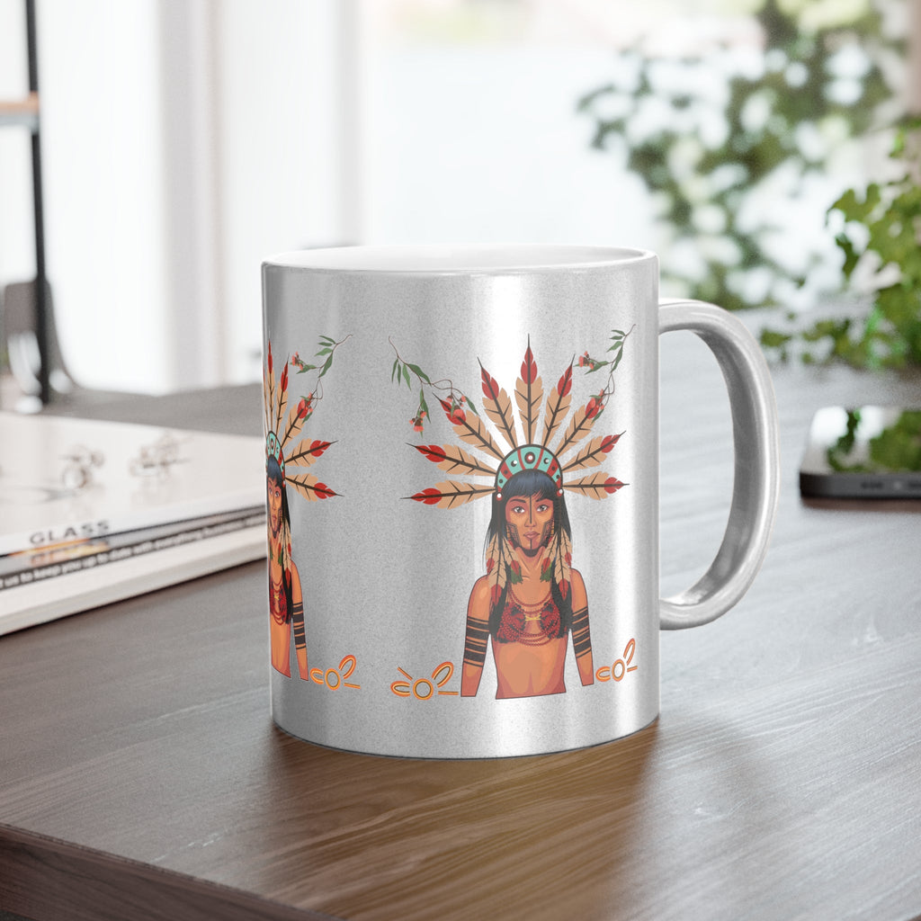 TAINO PUERTO RICAN Metallic Mug (Silver Gold) - Metamorphosis Creations