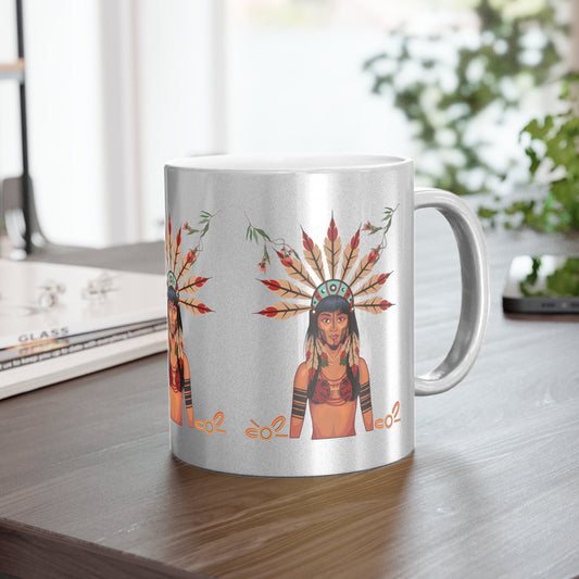 TAINO PUERTO RICAN Metallic Mug (Silver Gold) - Metamorphosis Creations