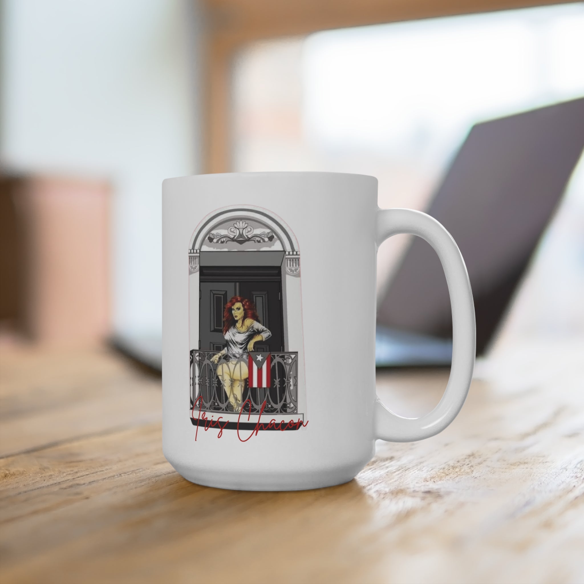 The Only one Iris Chaon Orgullo Borincano Chic Balcony Mug - 15oz, Coffee Cup, Gift for Her, Vintage Style Mug, Home Decor, Kitchen Accessories, - Metamorphosis Creations