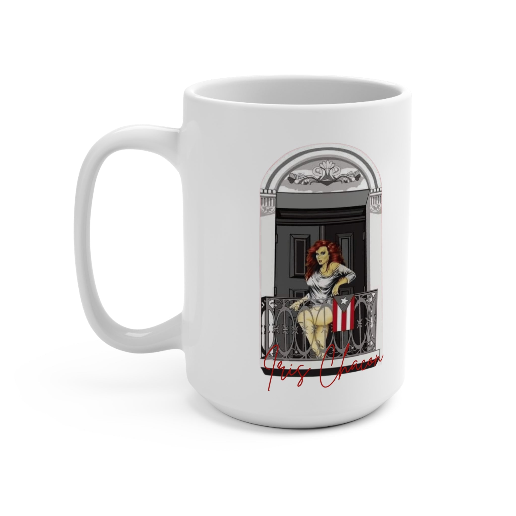 The Only one Iris Chaon Orgullo Borincano Chic Balcony Mug - 15oz, Coffee Cup, Gift for Her, Vintage Style Mug, Home Decor, Kitchen Accessories, - Metamorphosis Creations