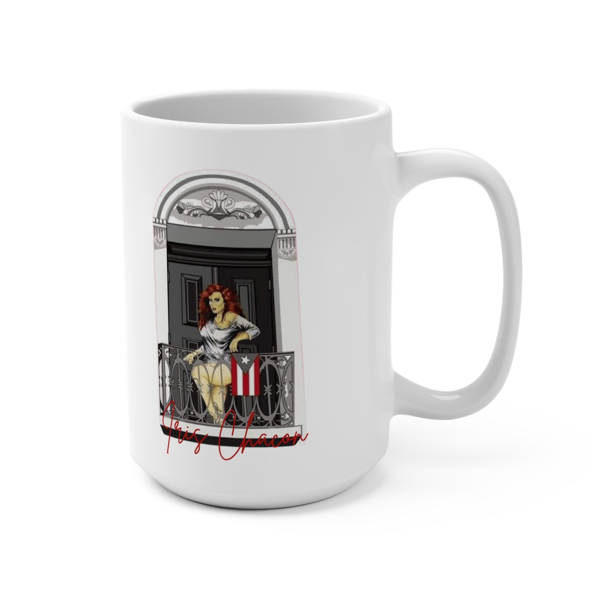 The Only one Iris Chaon Orgullo Borincano Chic Balcony Mug - 15oz, Coffee Cup, Gift for Her, Vintage Style Mug, Home Decor, Kitchen Accessories, - Metamorphosis Creations