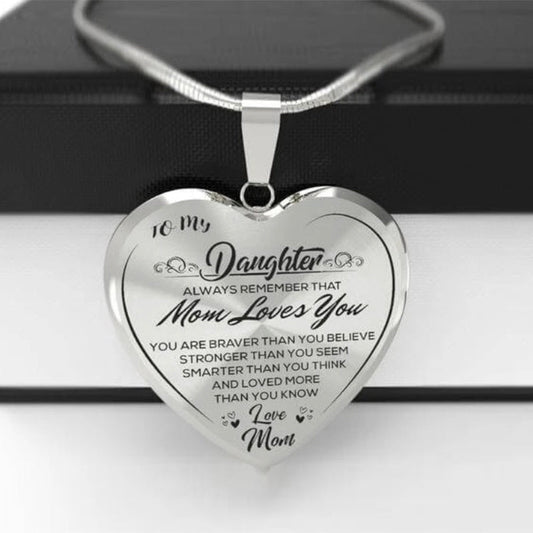 To My Daughter Love Mom Heart Epoxy Necklace Inspirational Jewelry - Metamorphosis Creations