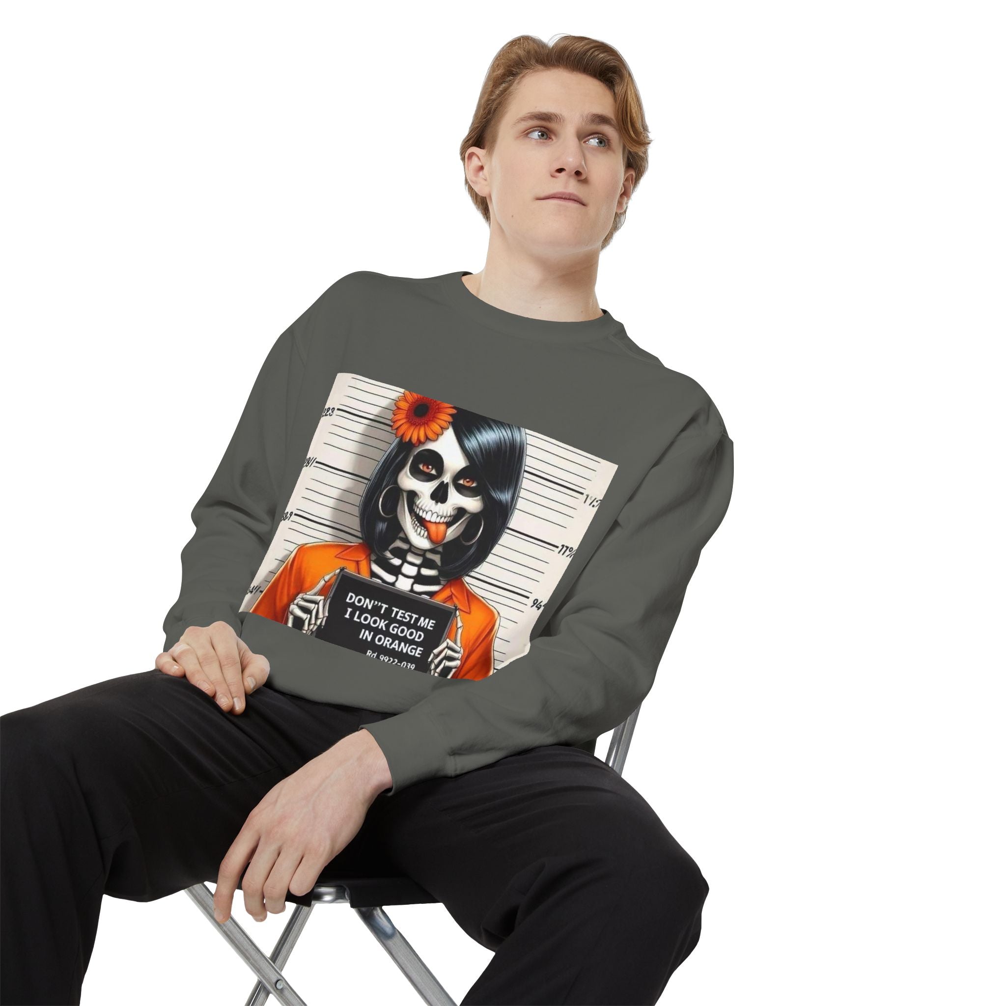 “Too Cool to Be Cold” Funny Sweater Unisex Skull Sweatshirt with Quote | Cozy Halloween Fashion, Gift for Fall Celebrations, - Metamorphosis Creations