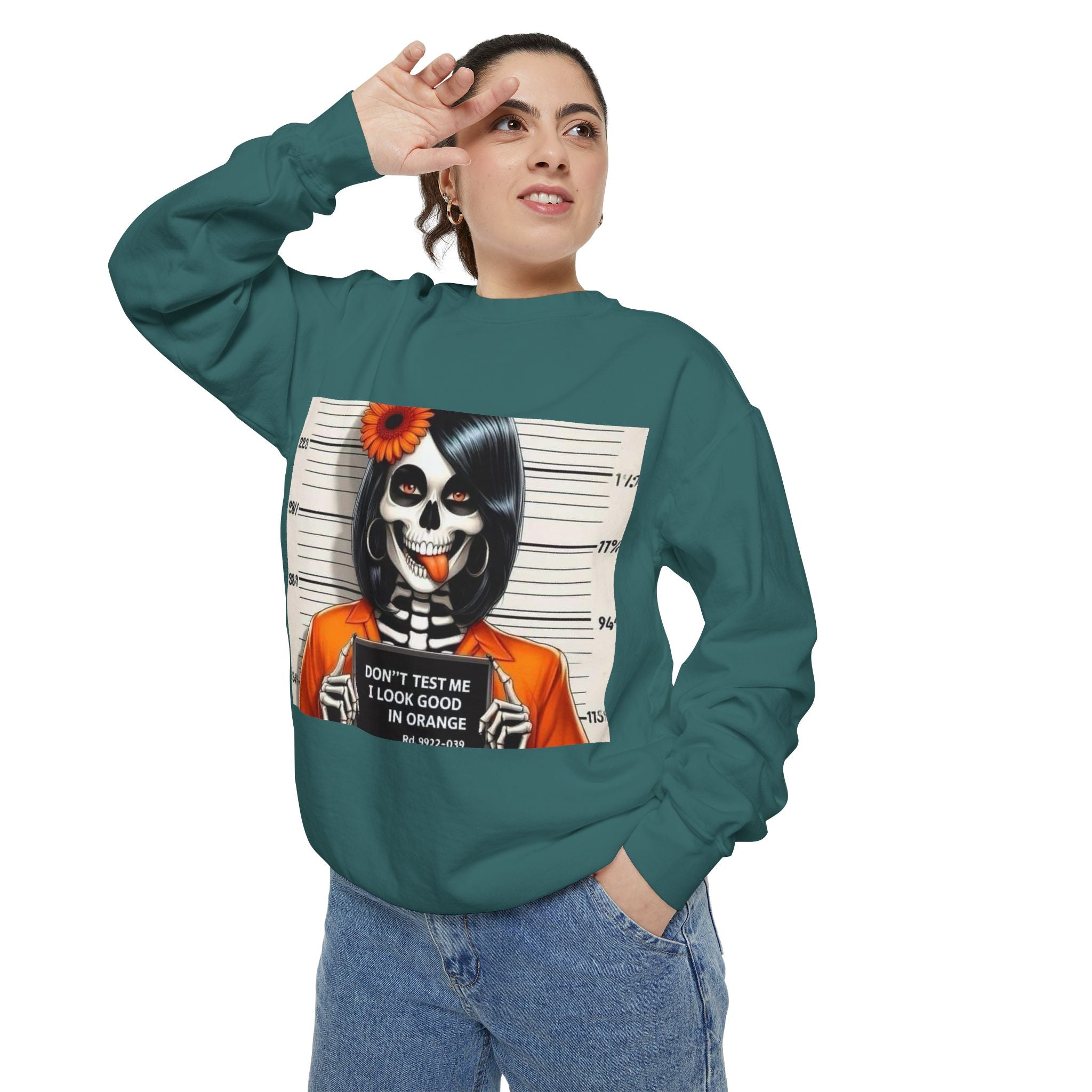 “Too Cool to Be Cold” Funny Sweater Unisex Skull Sweatshirt with Quote | Cozy Halloween Fashion, Gift for Fall Celebrations, - Metamorphosis Creations