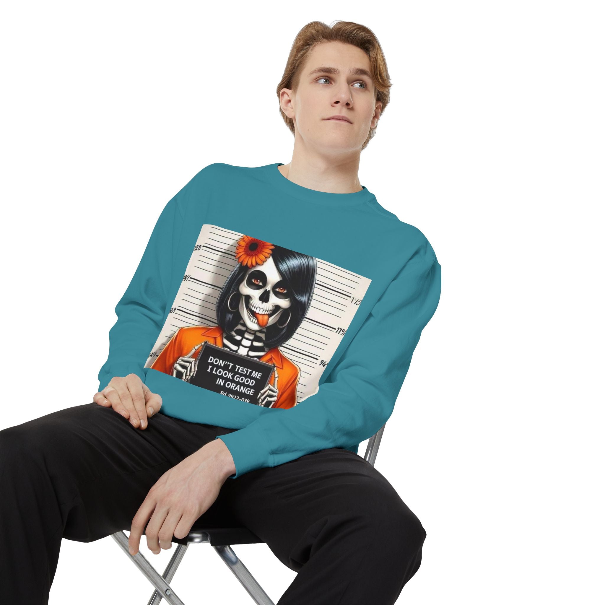 “Too Cool to Be Cold” Funny Sweater Unisex Skull Sweatshirt with Quote | Cozy Halloween Fashion, Gift for Fall Celebrations, - Metamorphosis Creations