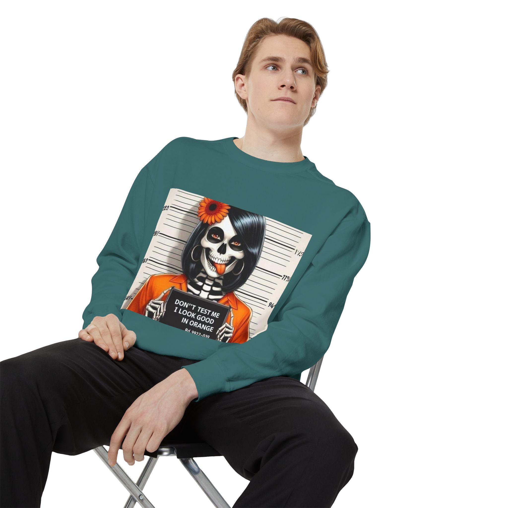“Too Cool to Be Cold” Funny Sweater Unisex Skull Sweatshirt with Quote | Cozy Halloween Fashion, Gift for Fall Celebrations, - Metamorphosis Creations