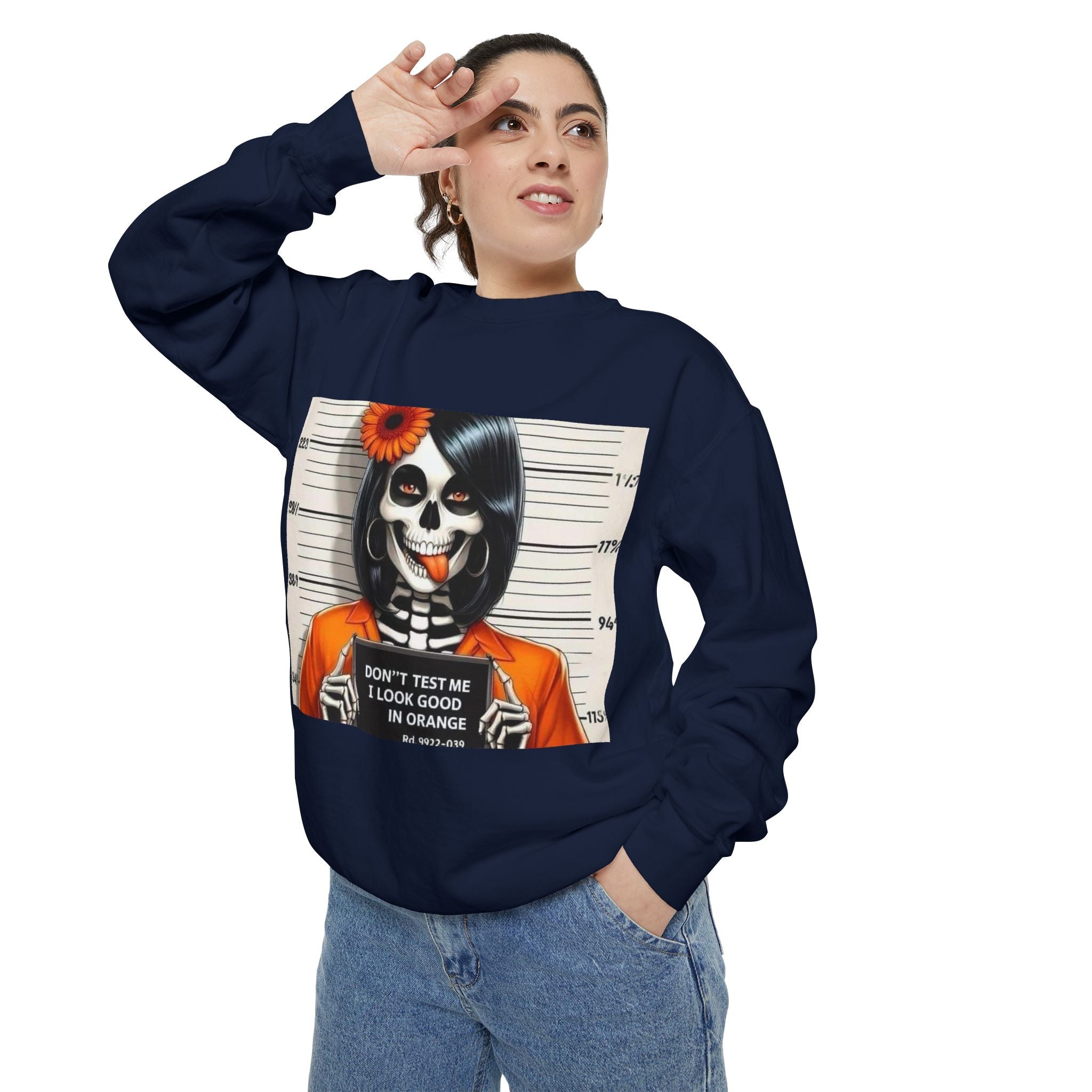 “Too Cool to Be Cold” Funny Sweater Unisex Skull Sweatshirt with Quote | Cozy Halloween Fashion, Gift for Fall Celebrations, - Metamorphosis Creations