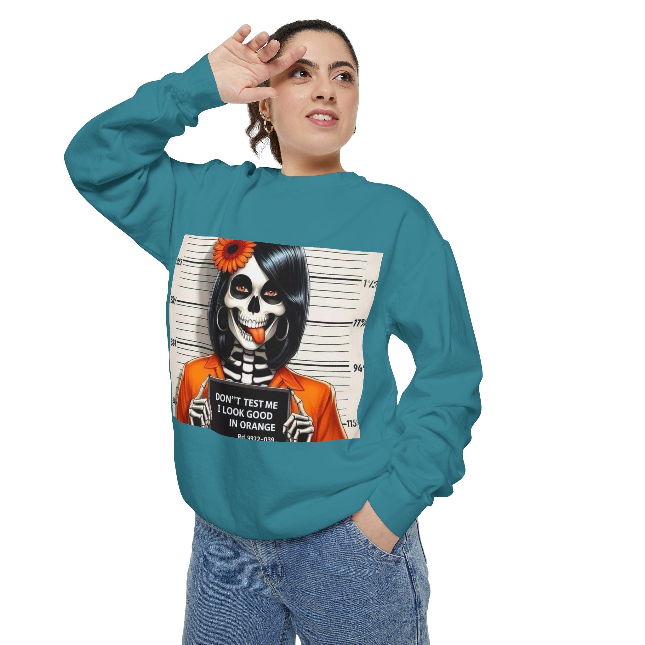 “Too Cool to Be Cold” Funny Sweater Unisex Skull Sweatshirt with Quote | Cozy Halloween Fashion, Gift for Fall Celebrations, - Metamorphosis Creations