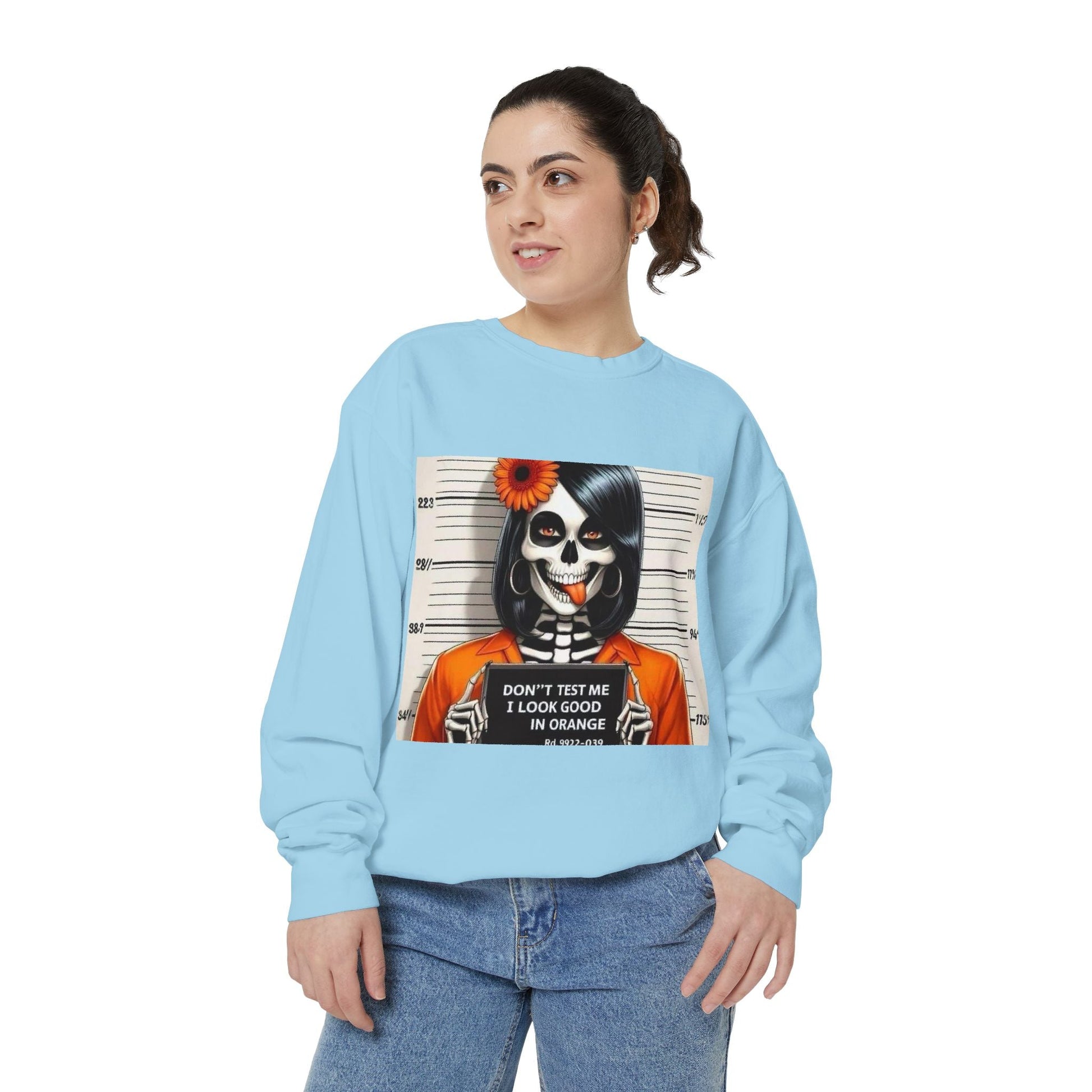“Too Cool to Be Cold” Funny Sweater Unisex Skull Sweatshirt with Quote | Cozy Halloween Fashion, Gift for Fall Celebrations, - Metamorphosis Creations