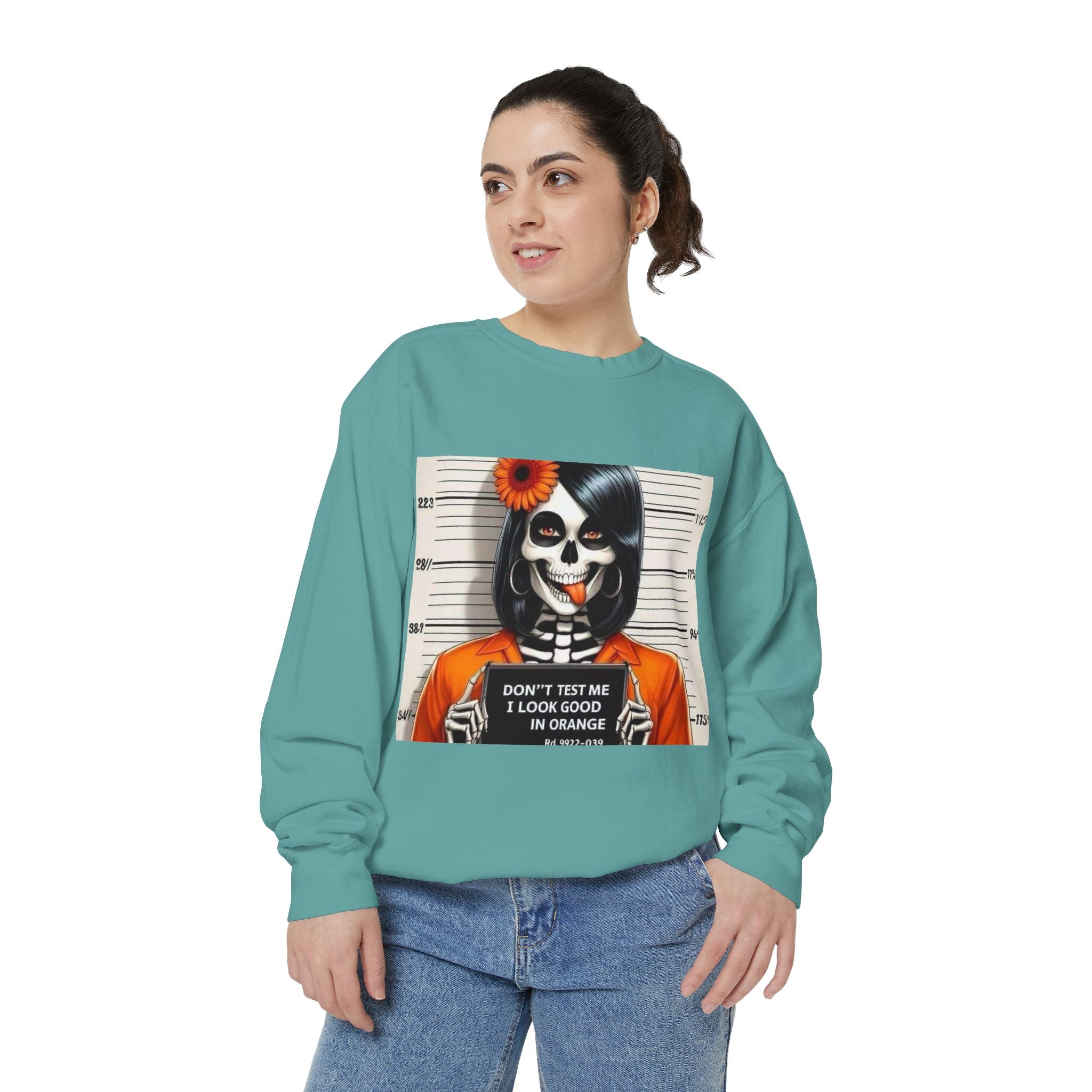 “Too Cool to Be Cold” Funny Sweater Unisex Skull Sweatshirt with Quote | Cozy Halloween Fashion, Gift for Fall Celebrations, - Metamorphosis Creations