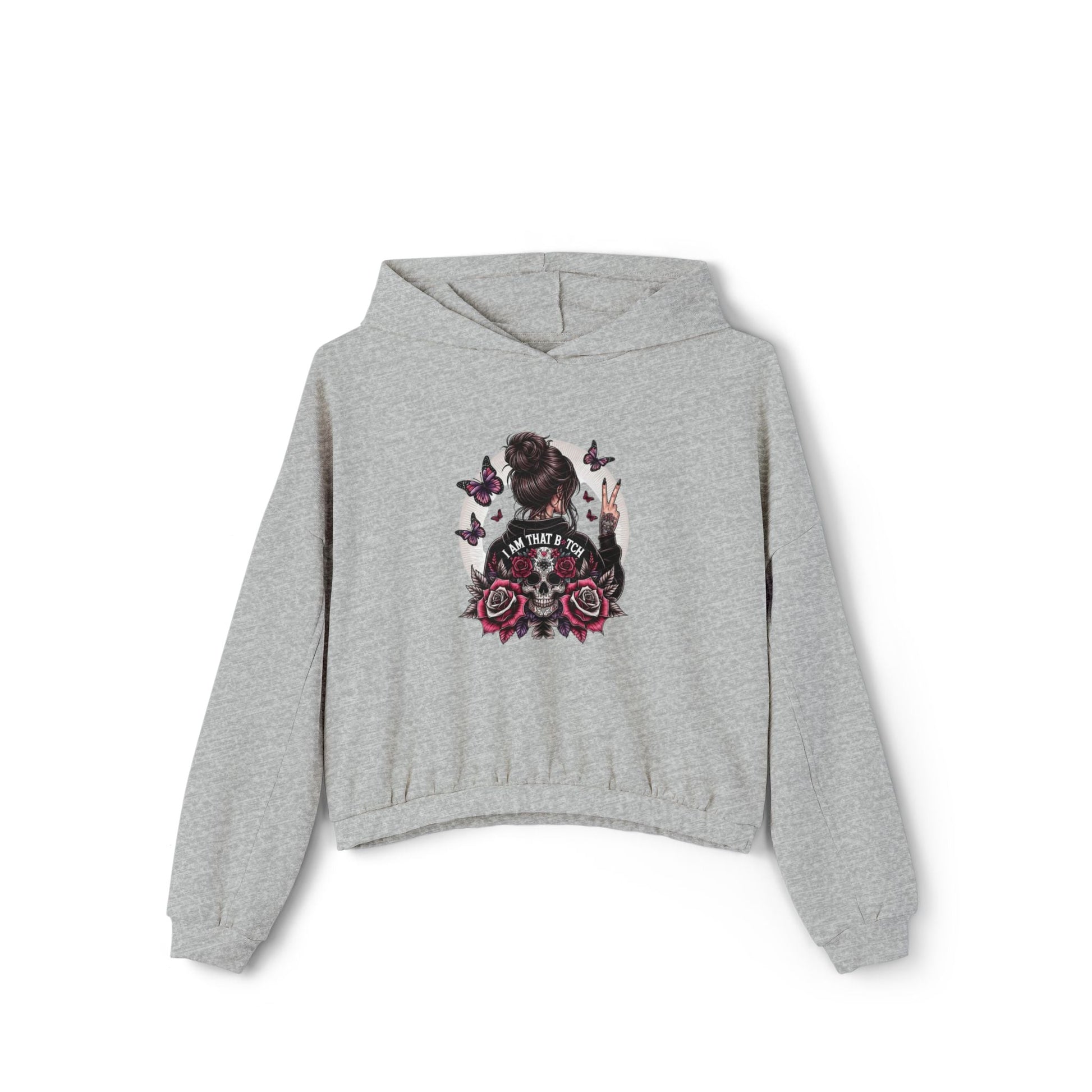 Too Cool to Be Cold” Funny SweaterStylish Women's Cinched Bottom Hoodie with Floral Design, Cozy Hoodie, Casual Fashion, Gift for Her, Everyday Wear - Metamorphosis Creations