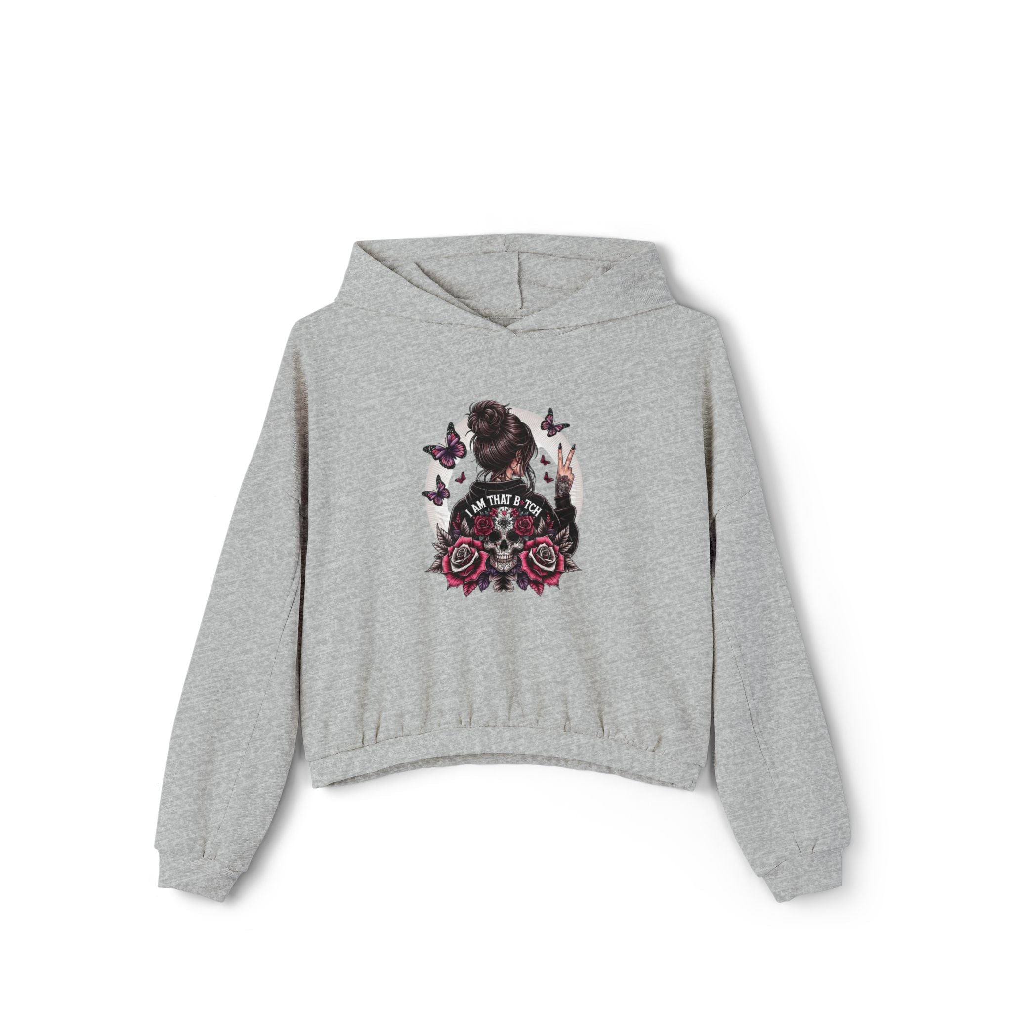 Too Cool to Be Cold” Funny SweaterStylish Women's Cinched Bottom Hoodie with Floral Design, Cozy Hoodie, Casual Fashion, Gift for Her, Everyday Wear - Metamorphosis Creations