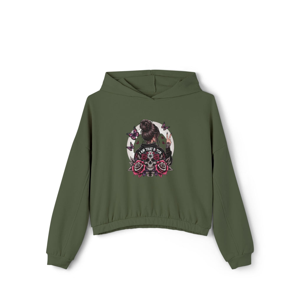 Too Cool to Be Cold” Funny SweaterStylish Women's Cinched Bottom Hoodie with Floral Design, Cozy Hoodie, Casual Fashion, Gift for Her, Everyday Wear - Metamorphosis Creations