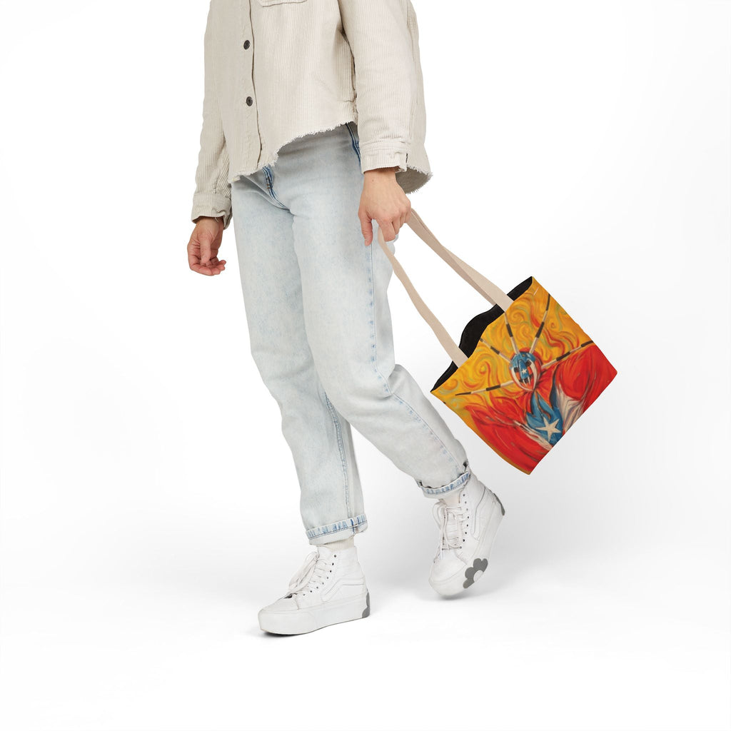 Tropical Love: Tote Bags with Puerto Rican Designs" Puerto Rico Vibrant Tote Bag, 5 - Color Straps - Metamorphosis Creations