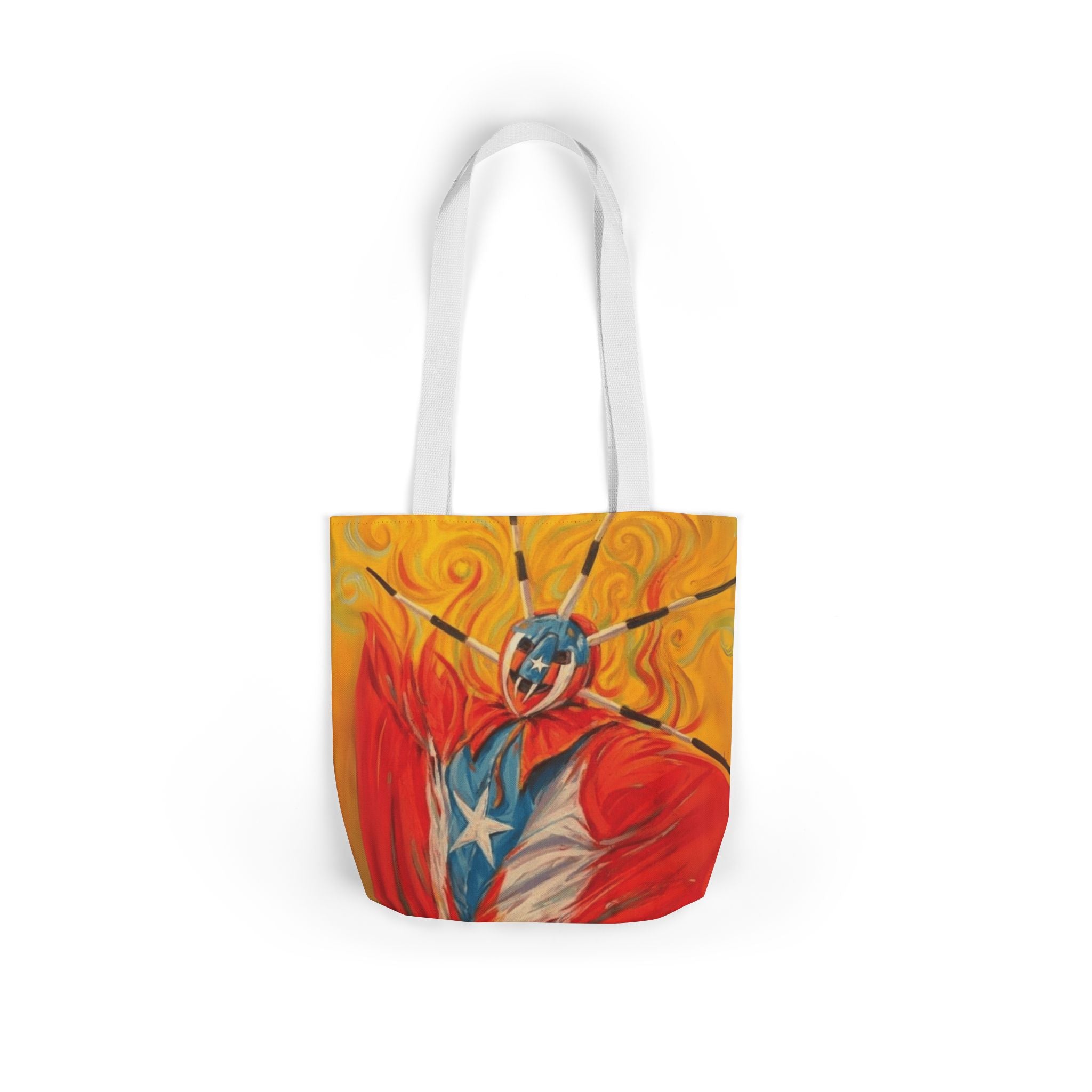 Tropical Love: Tote Bags with Puerto Rican Designs" Puerto Rico Vibrant Tote Bag, 5 - Color Straps - Metamorphosis Creations