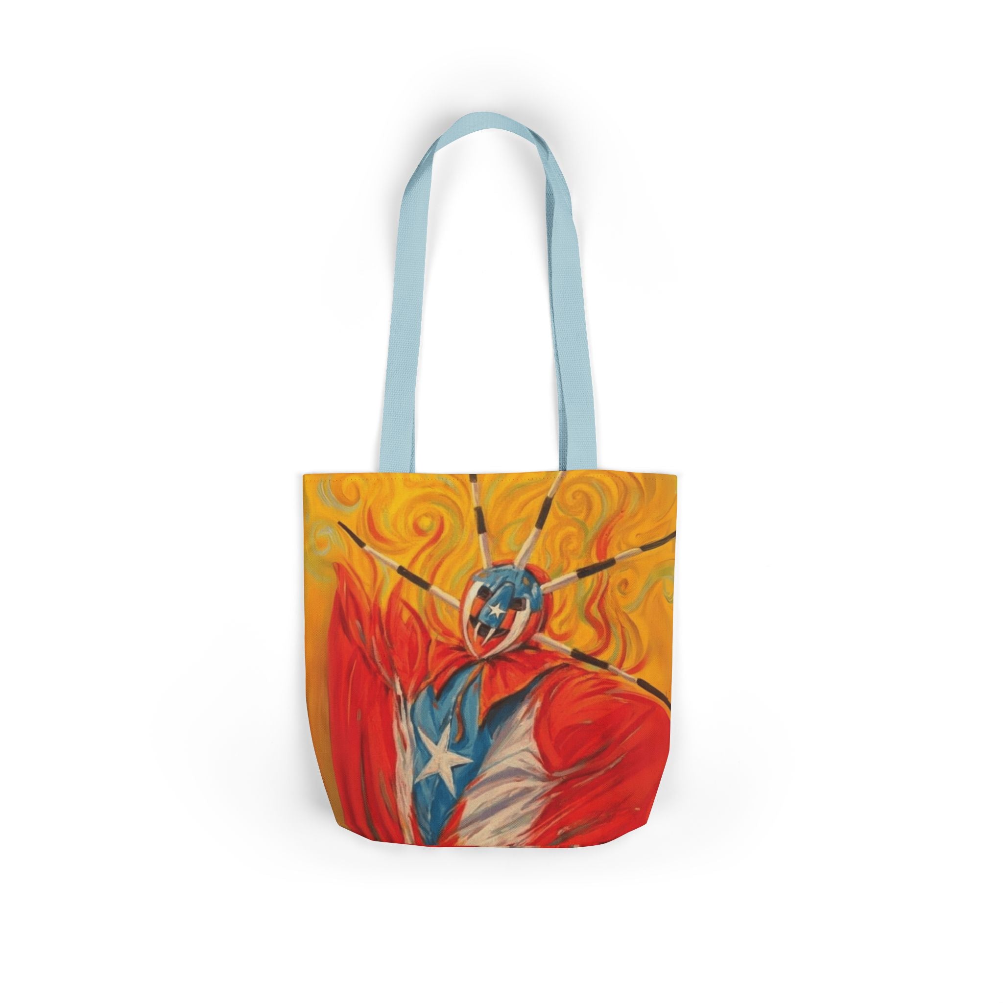 Tropical Love: Tote Bags with Puerto Rican Designs" Puerto Rico Vibrant Tote Bag, 5 - Color Straps - Metamorphosis Creations