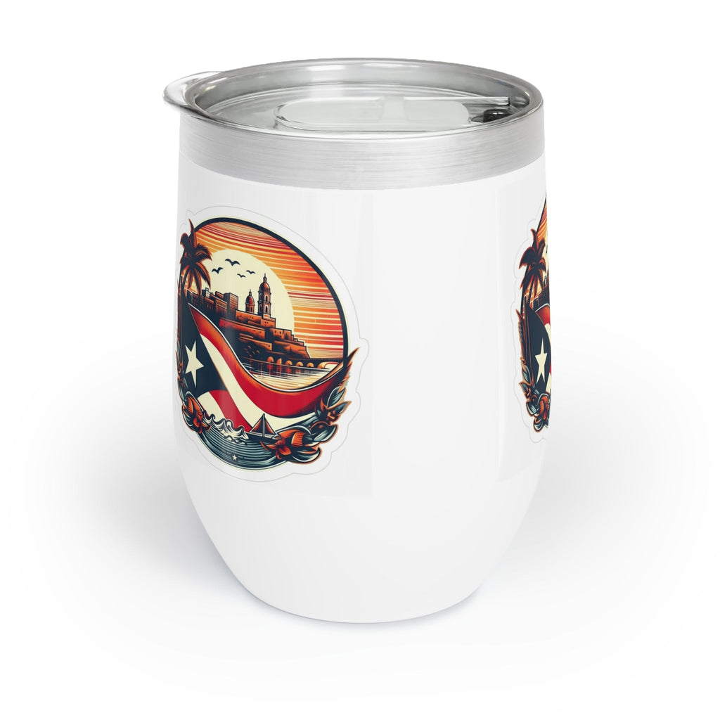 Tumbler with Puerto Rican Design, Chill Wine Tumbler for Beach Days, Gift for Wine Lovers, Travel Mug for Celebrations, Outdoor Fun - Metamorphosis Creations