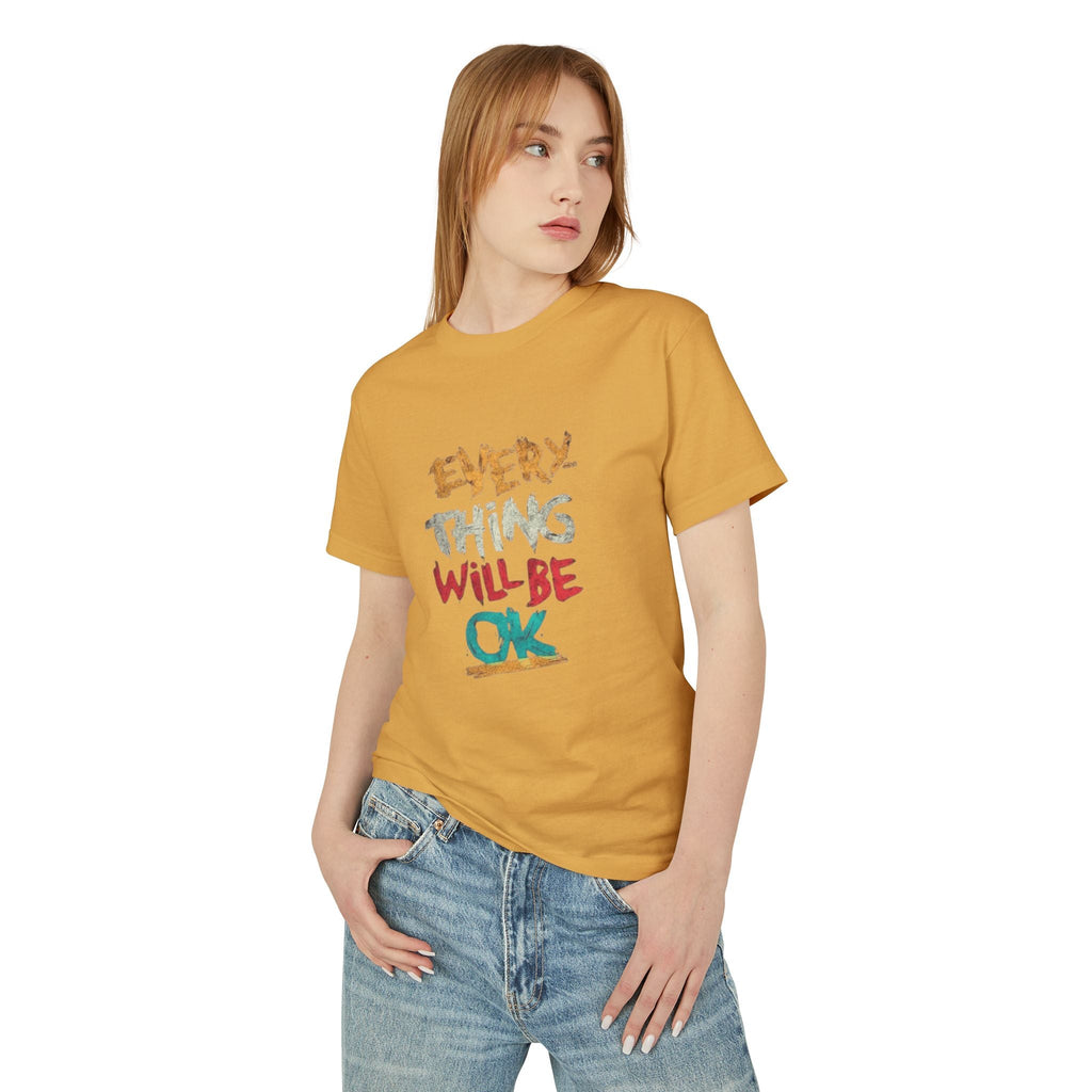 Unisex Heavyweight Tee - 'Everything Will Be OK' Inspirational Shirt, Cozy Cotton Top, Positive Quote Apparel, Gift for Friends, [...] - Metamorphosis Creations