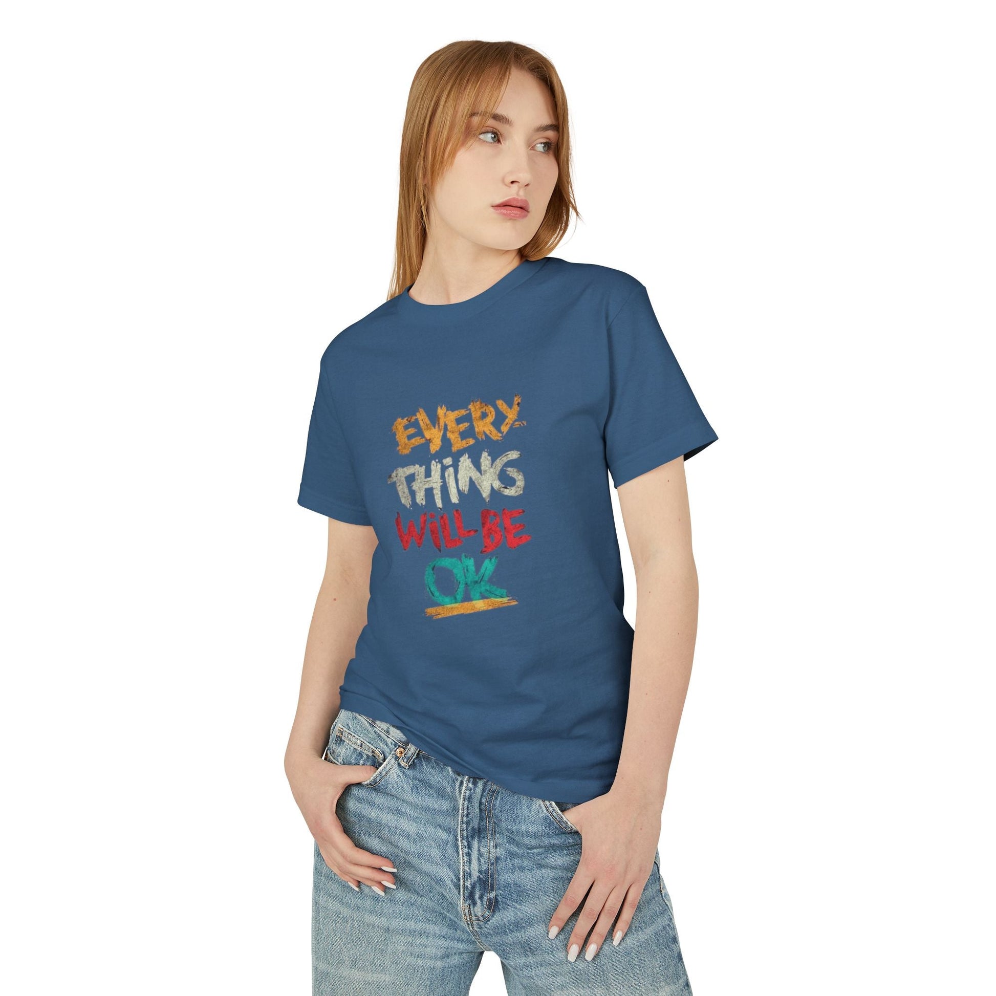 Unisex Heavyweight Tee - 'Everything Will Be OK' Inspirational Shirt, Cozy Cotton Top, Positive Quote Apparel, Gift for Friends, [...] - Metamorphosis Creations
