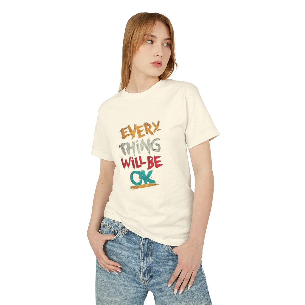 Unisex Heavyweight Tee - 'Everything Will Be OK' Inspirational Shirt, Cozy Cotton Top, Positive Quote Apparel, Gift for Friends, [...] - Metamorphosis Creations