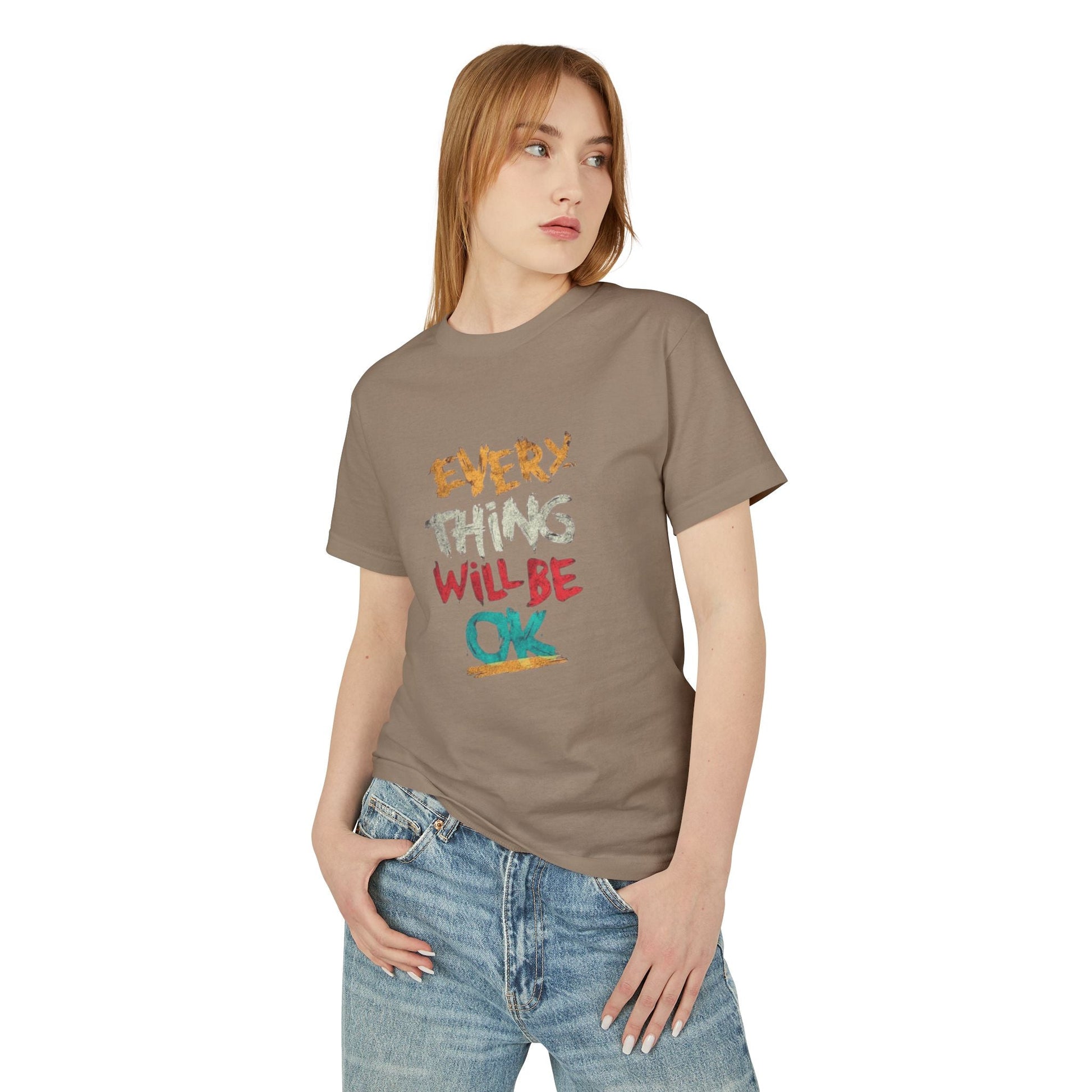 Unisex Heavyweight Tee - 'Everything Will Be OK' Inspirational Shirt, Cozy Cotton Top, Positive Quote Apparel, Gift for Friends, [...] - Metamorphosis Creations