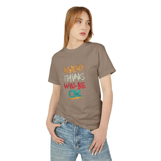 Unisex Heavyweight Tee - 'Everything Will Be OK' Inspirational Shirt, Cozy Cotton Top, Positive Quote Apparel, Gift for Friends, [...] - Metamorphosis Creations