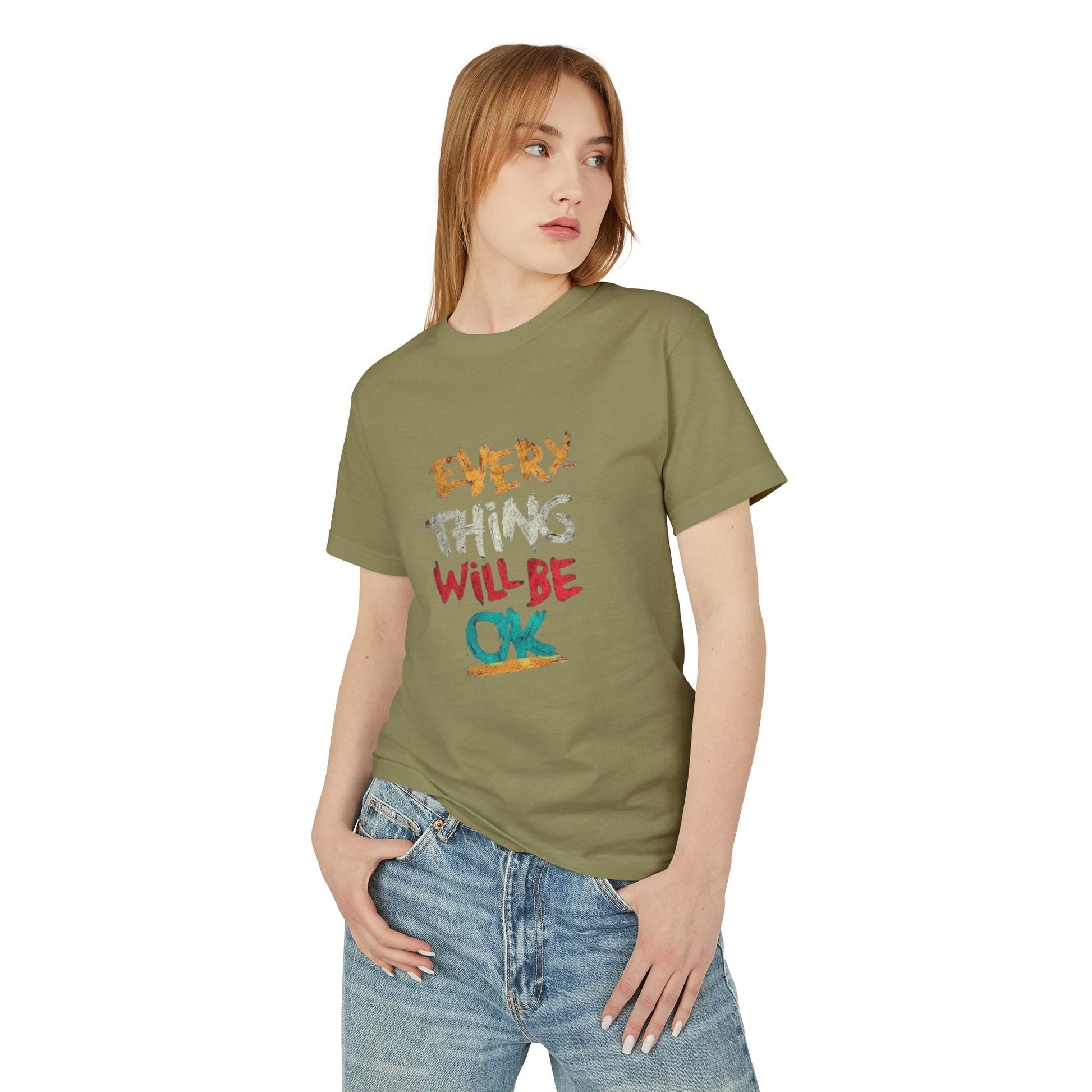 Unisex Heavyweight Tee - 'Everything Will Be OK' Inspirational Shirt, Cozy Cotton Top, Positive Quote Apparel, Gift for Friends, [...] - Metamorphosis Creations