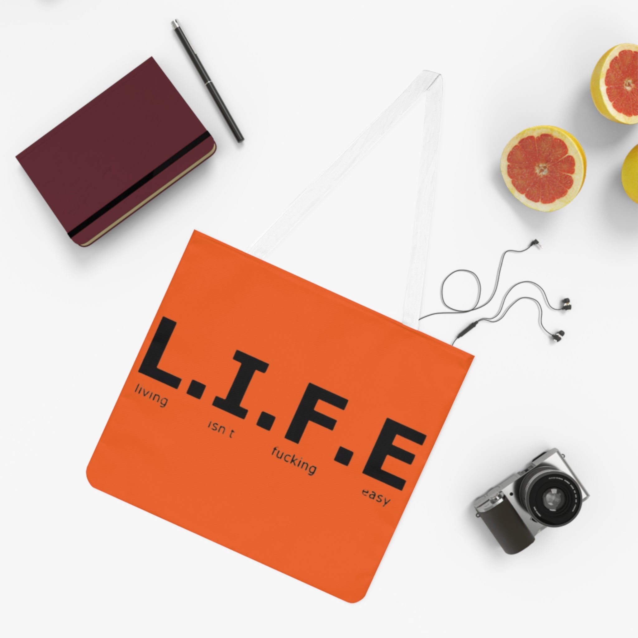 Vibrant L.I.F.E. Shoulder Tote Bag, Motivational Bag, Everyday Carryall, Gift for Life Lovers, Unique Statement Accessory - Metamorphosis Creations
