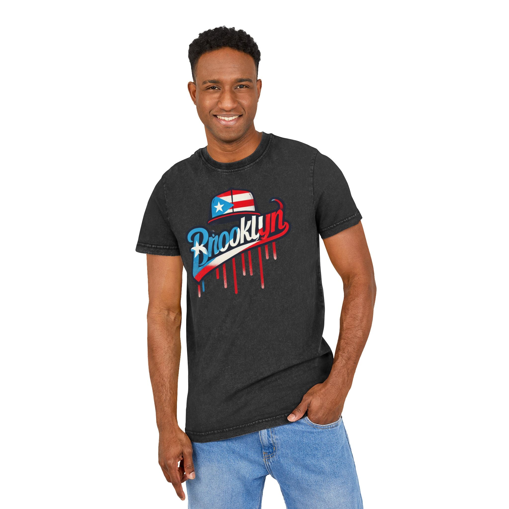 Vintage Brooklyn Acid Washed Tee, Retro Graphic Top, Streetwear Style, Casual Everyday Wear, Independence Day Gift, Urban Fashion - Metamorphosis Creations