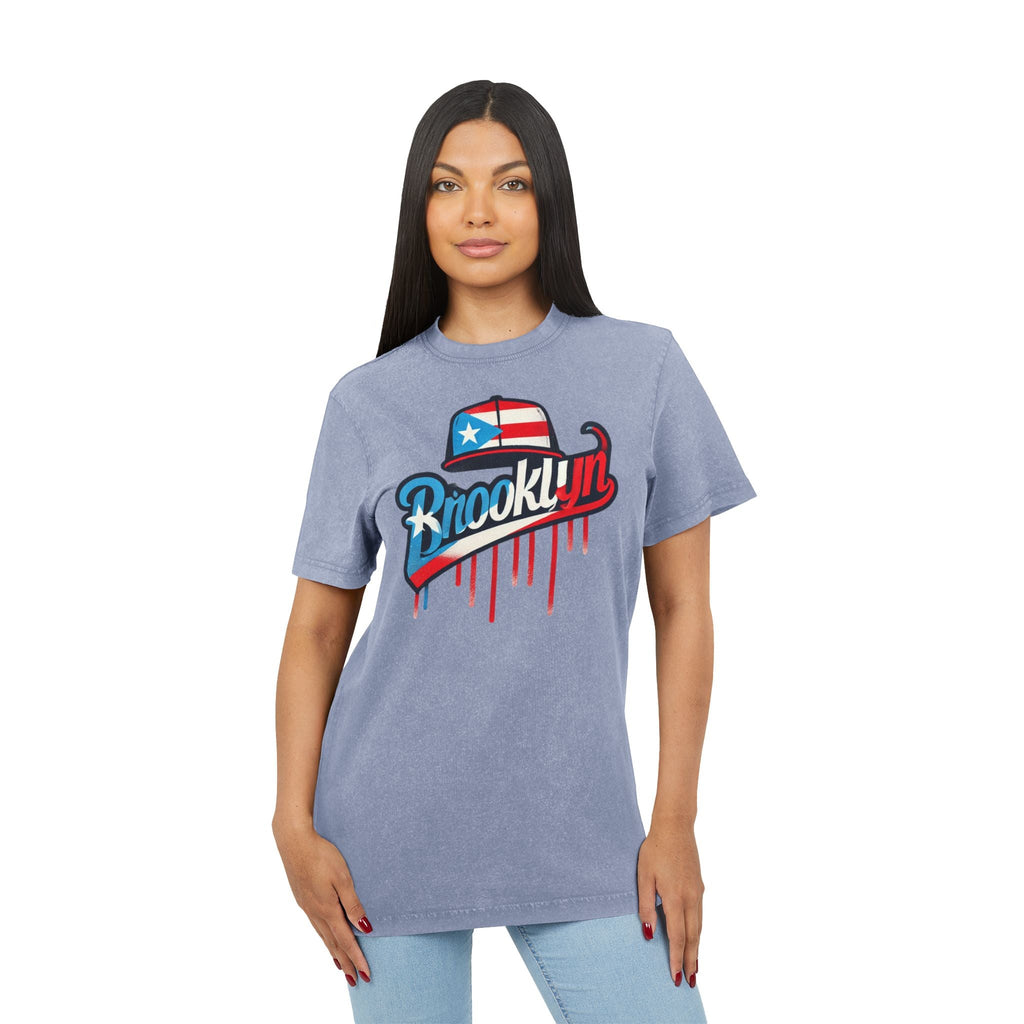 Vintage Brooklyn Acid Washed Tee, Retro Graphic Top, Streetwear Style, Casual Everyday Wear, Independence Day Gift, Urban Fashion - Metamorphosis Creations