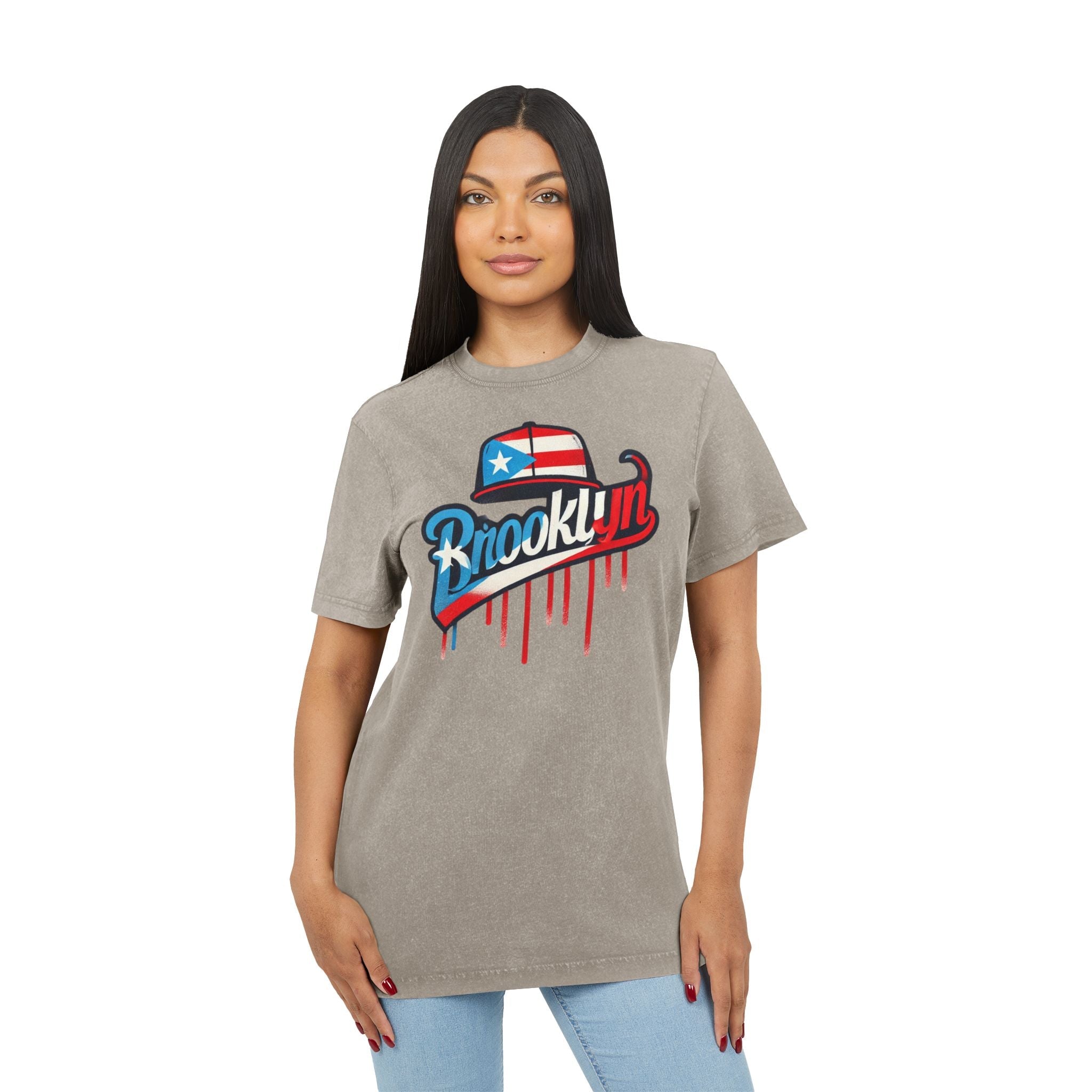 Vintage Brooklyn Acid Washed Tee, Retro Graphic Top, Streetwear Style, Casual Everyday Wear, Independence Day Gift, Urban Fashion - Metamorphosis Creations