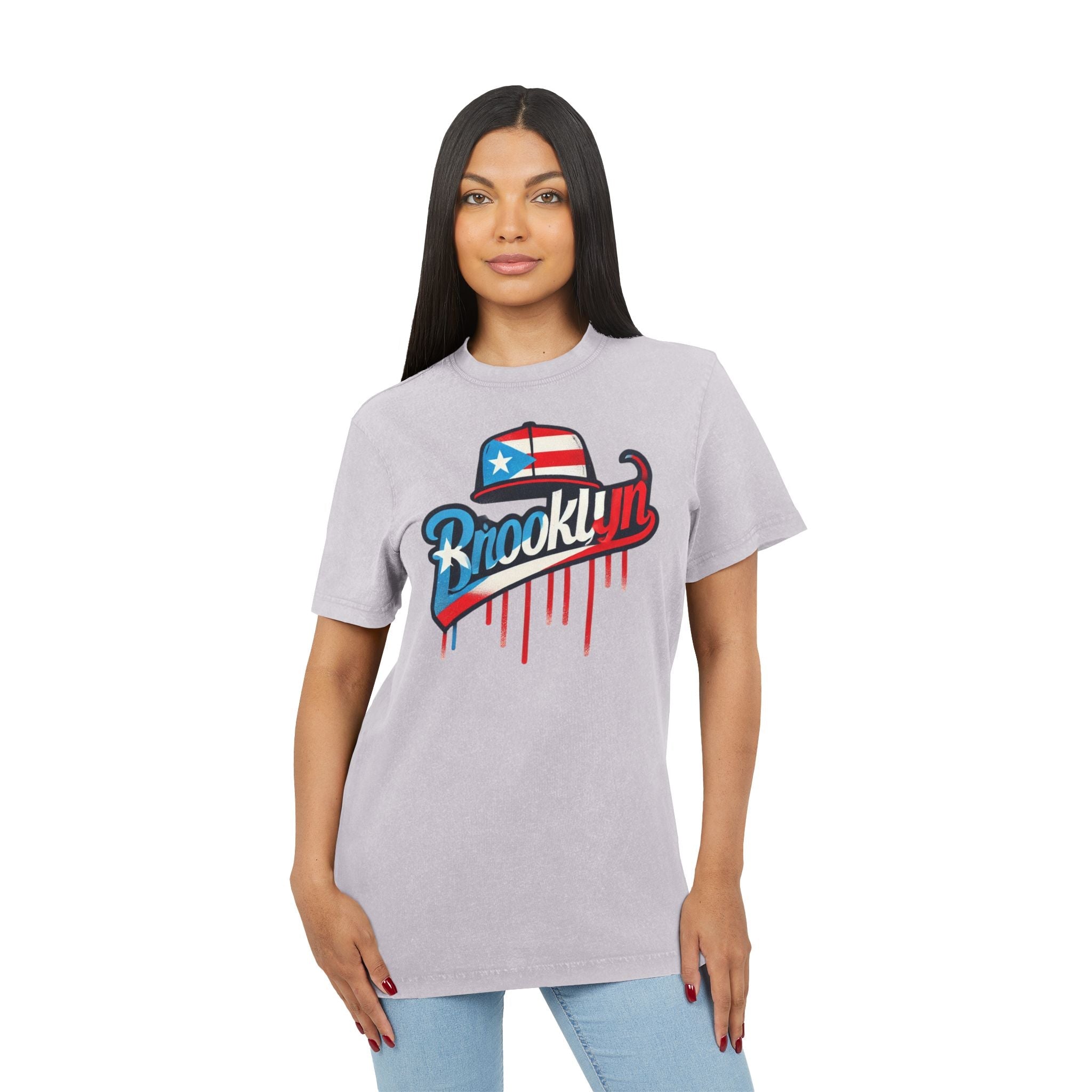 Vintage Brooklyn Acid Washed Tee, Retro Graphic Top, Streetwear Style, Casual Everyday Wear, Independence Day Gift, Urban Fashion - Metamorphosis Creations