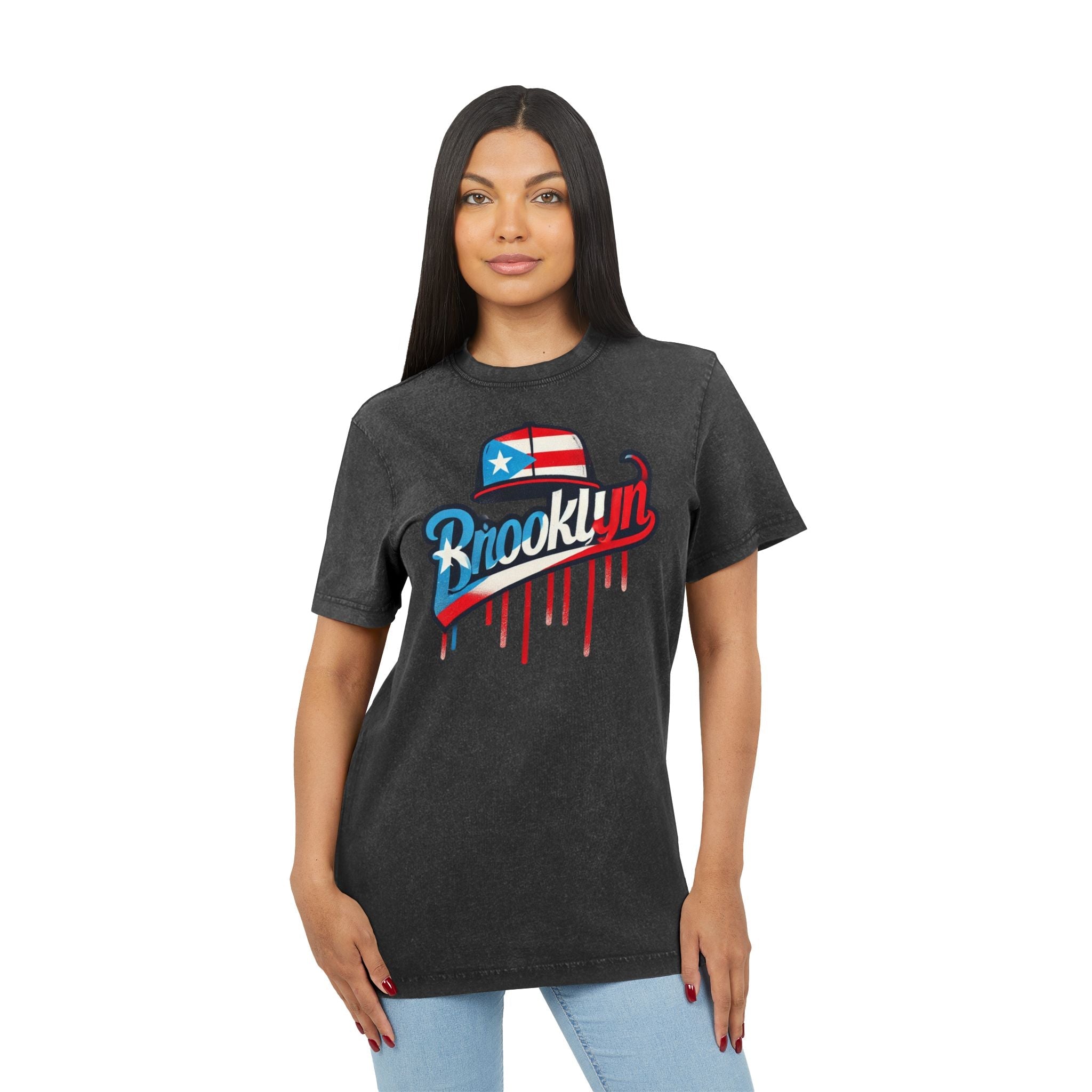 Vintage Brooklyn Acid Washed Tee, Retro Graphic Top, Streetwear Style, Casual Everyday Wear, Independence Day Gift, Urban Fashion - Metamorphosis Creations