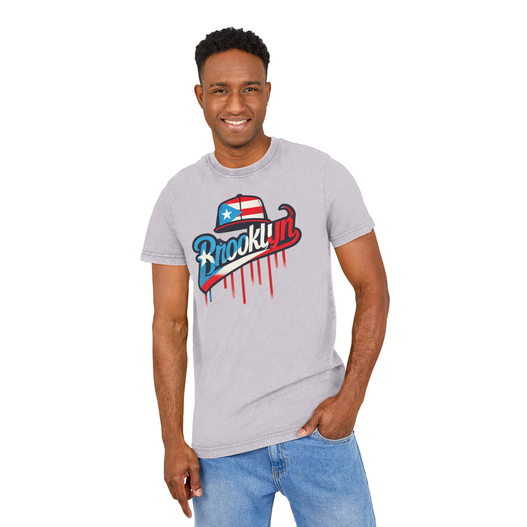 Vintage Brooklyn Acid Washed Tee, Retro Graphic Top, Streetwear Style, Casual Everyday Wear, Independence Day Gift, Urban Fashion - Metamorphosis Creations