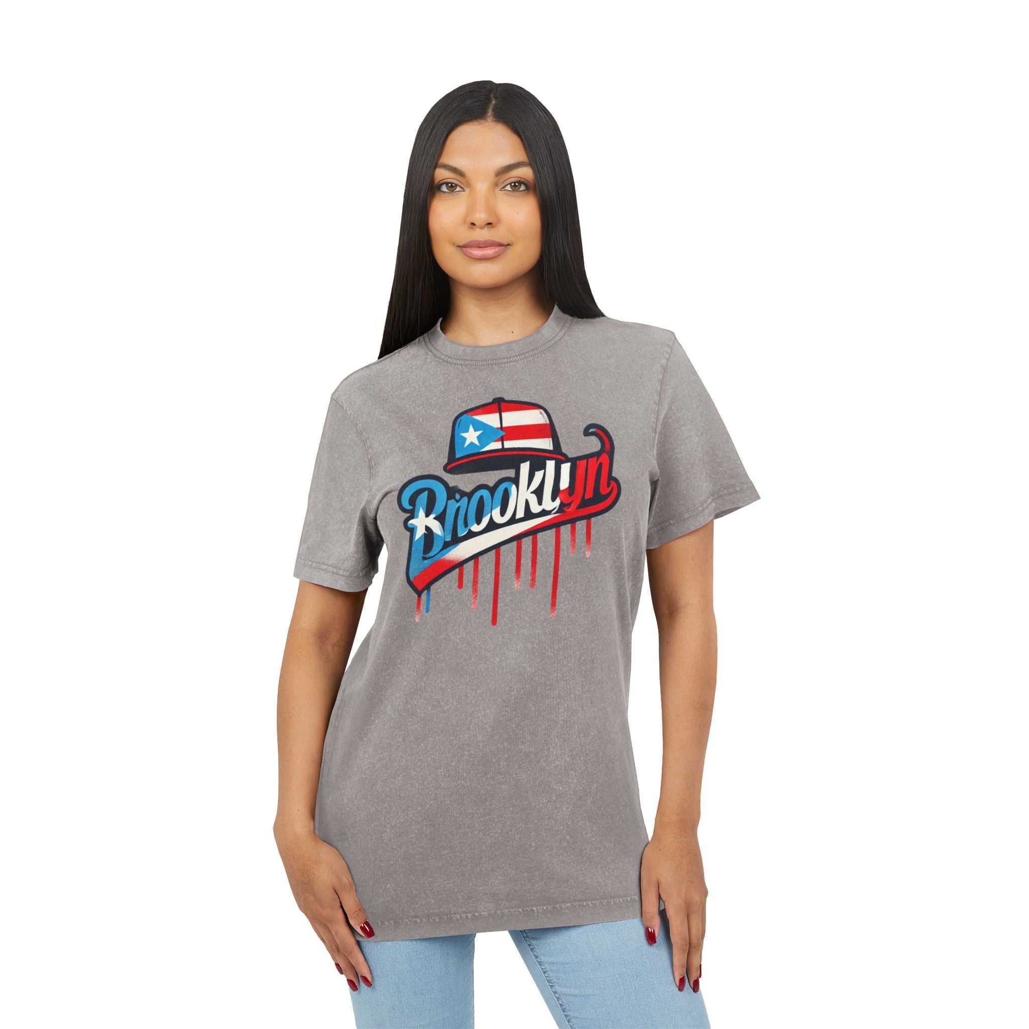 Vintage Brooklyn Acid Washed Tee, Retro Graphic Top, Streetwear Style, Casual Everyday Wear, Independence Day Gift, Urban Fashion - Metamorphosis Creations