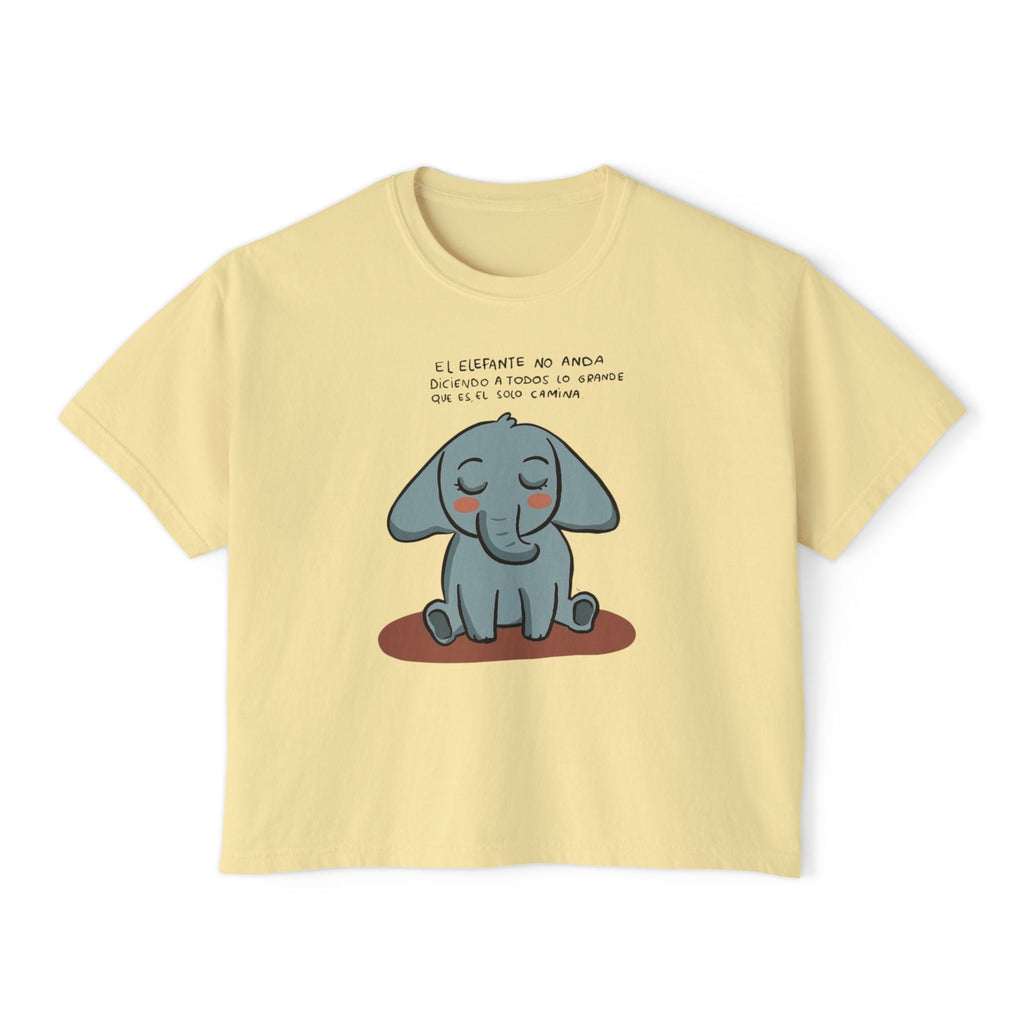 🌸 🧘‍♀️ Viste tu paz – Que tu energía hable primero Cute Elephant Women's Boxy Tee, Relaxed Fit Shirt, Gift for Animal Lovers, Casual Wear, - Metamorphosis Creations