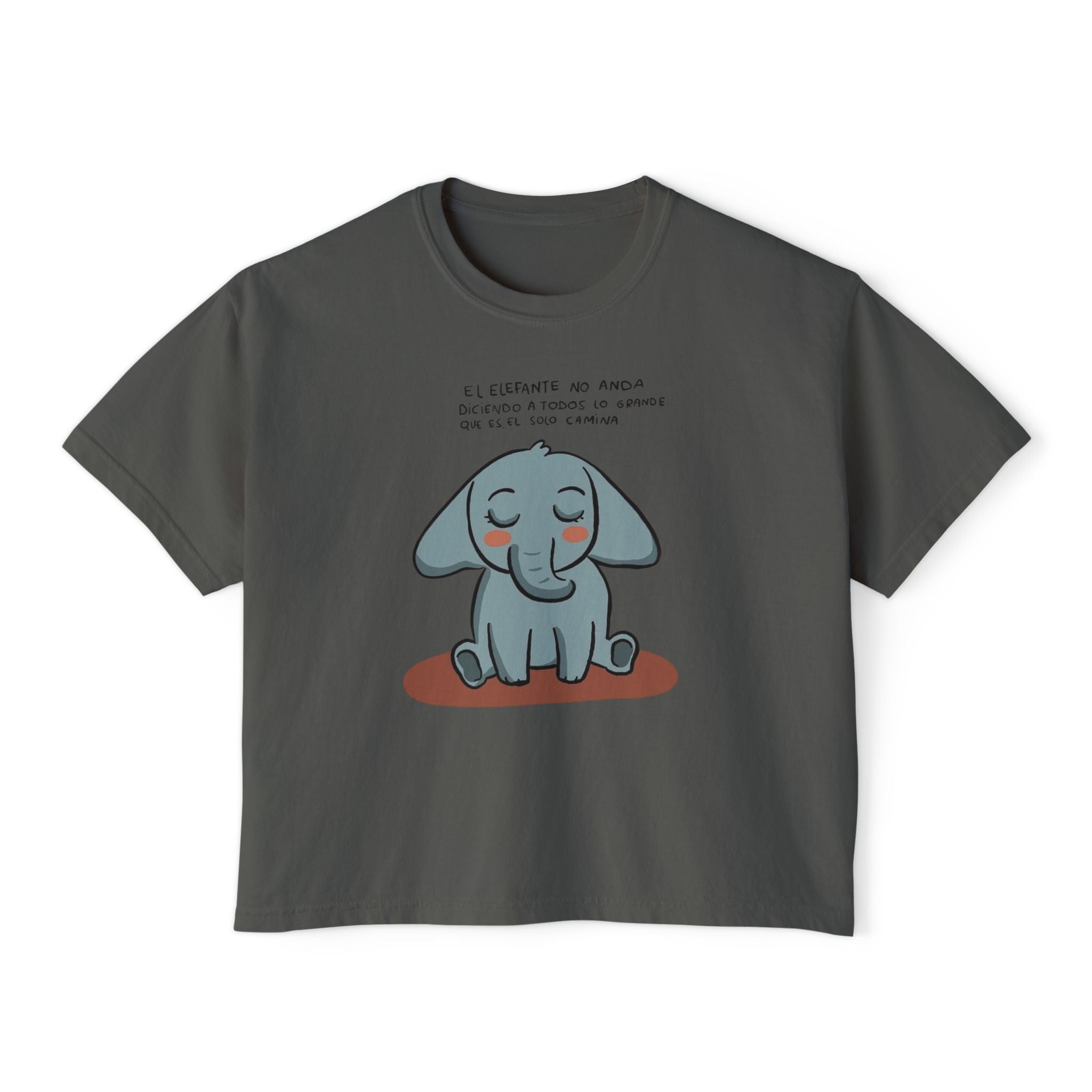 🌸 🧘‍♀️ Viste tu paz – Que tu energía hable primero Cute Elephant Women's Boxy Tee, Relaxed Fit Shirt, Gift for Animal Lovers, Casual Wear, - Metamorphosis Creations