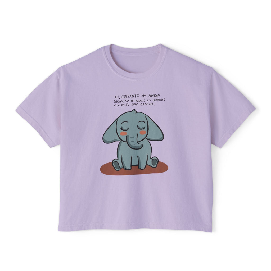 🌸 🧘‍♀️ Viste tu paz – Que tu energía hable primero Cute Elephant Women's Boxy Tee, Relaxed Fit Shirt, Gift for Animal Lovers, Casual Wear, - Metamorphosis Creations