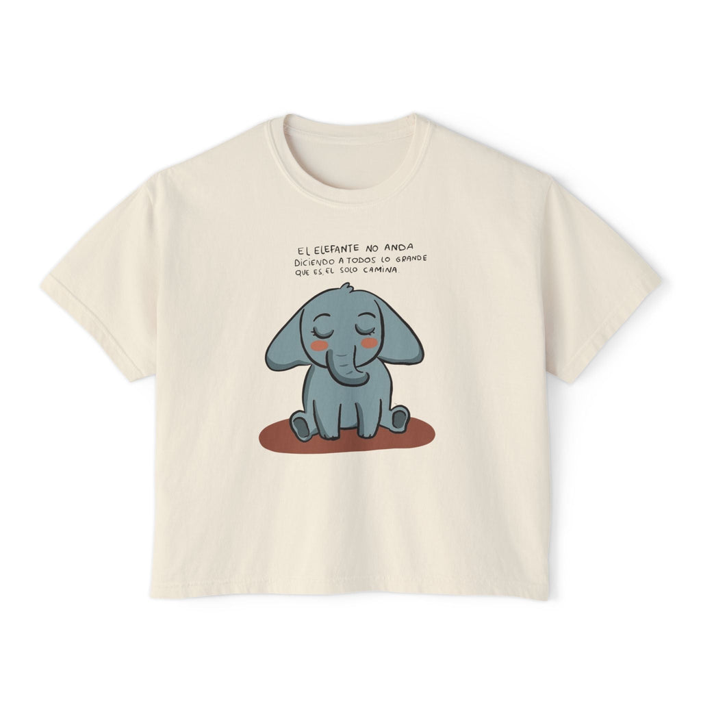 🌸 🧘‍♀️ Viste tu paz – Que tu energía hable primero Cute Elephant Women's Boxy Tee, Relaxed Fit Shirt, Gift for Animal Lovers, Casual Wear, - Metamorphosis Creations