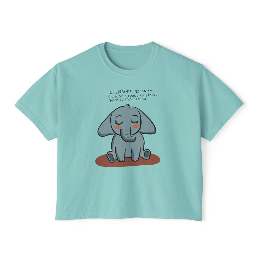 🌸 🧘‍♀️ Viste tu paz – Que tu energía hable primero Cute Elephant Women's Boxy Tee, Relaxed Fit Shirt, Gift for Animal Lovers, Casual Wear, - Metamorphosis Creations