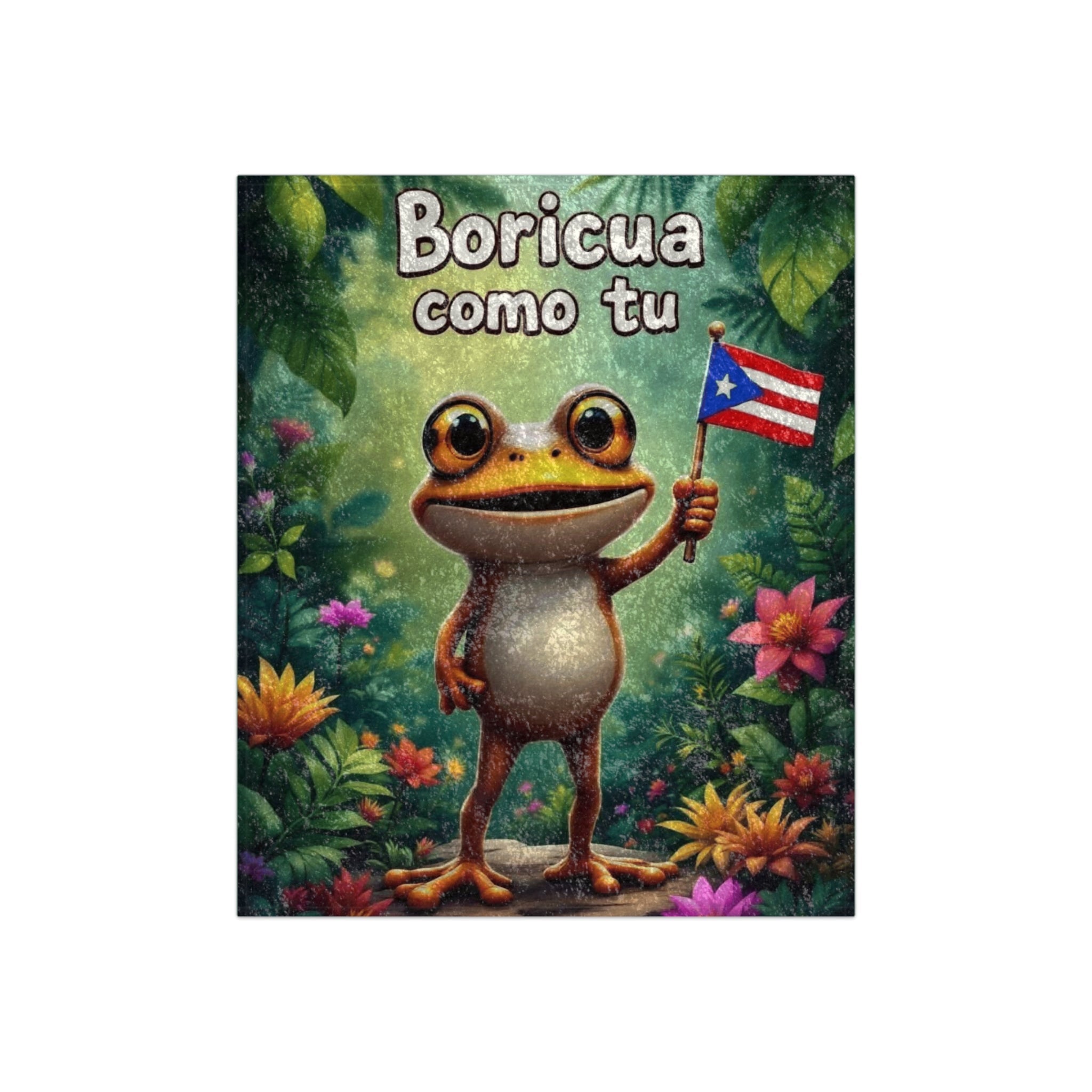 Warmth from the Island – Boricua Crushed Velvet Blanket with Puerto Rican Flag, Taíno Symbols & Cultural Design (50"x60") - Metamorphosis Creations