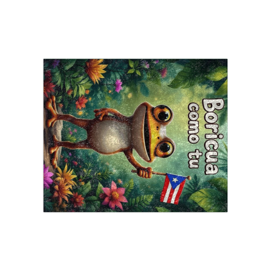 Warmth from the Island – Boricua Crushed Velvet Blanket with Puerto Rican Flag, Taíno Symbols & Cultural Design (50"x60") - Metamorphosis Creations