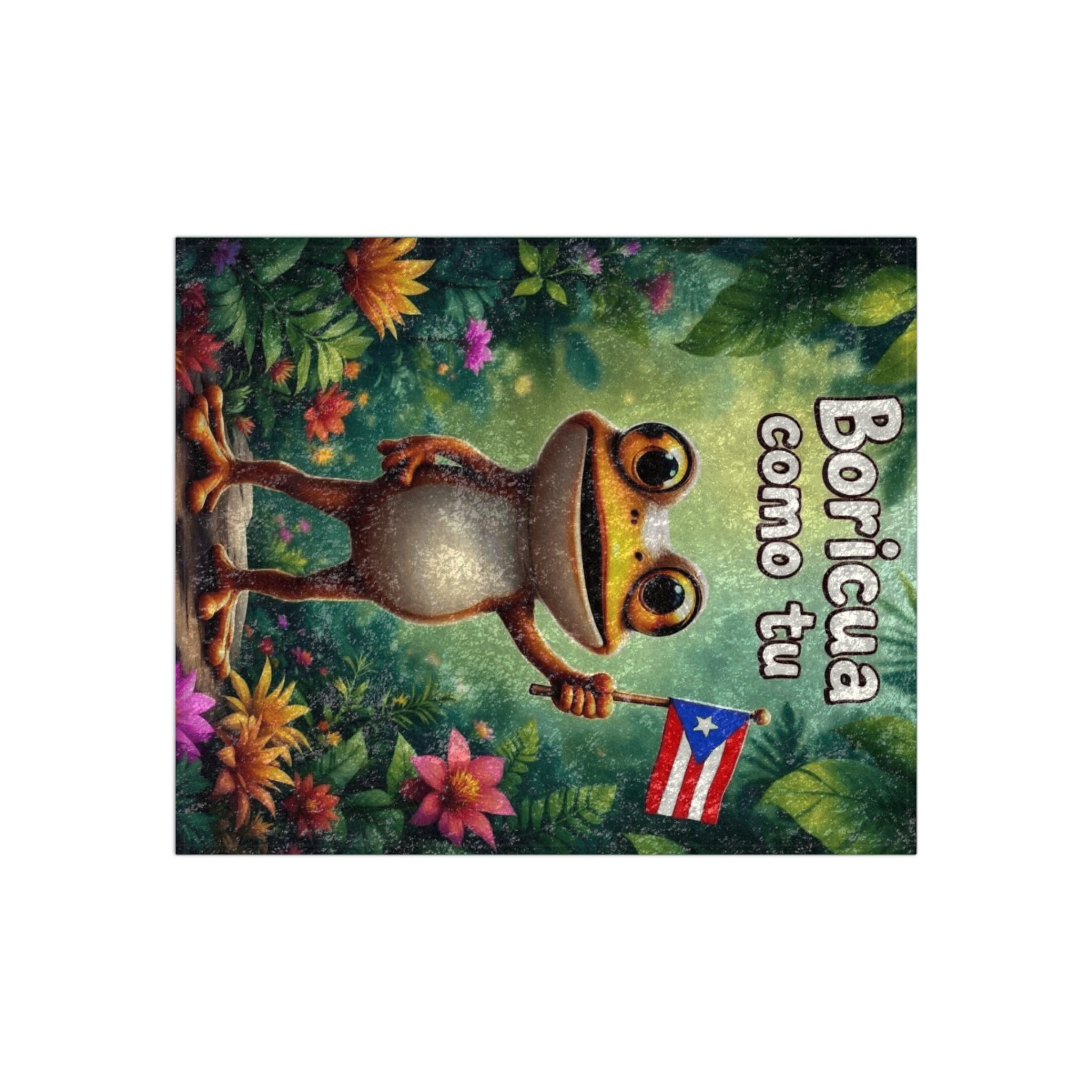 Warmth from the Island – Boricua Crushed Velvet Blanket with Puerto Rican Flag, Taíno Symbols & Cultural Design (50"x60") - Metamorphosis Creations