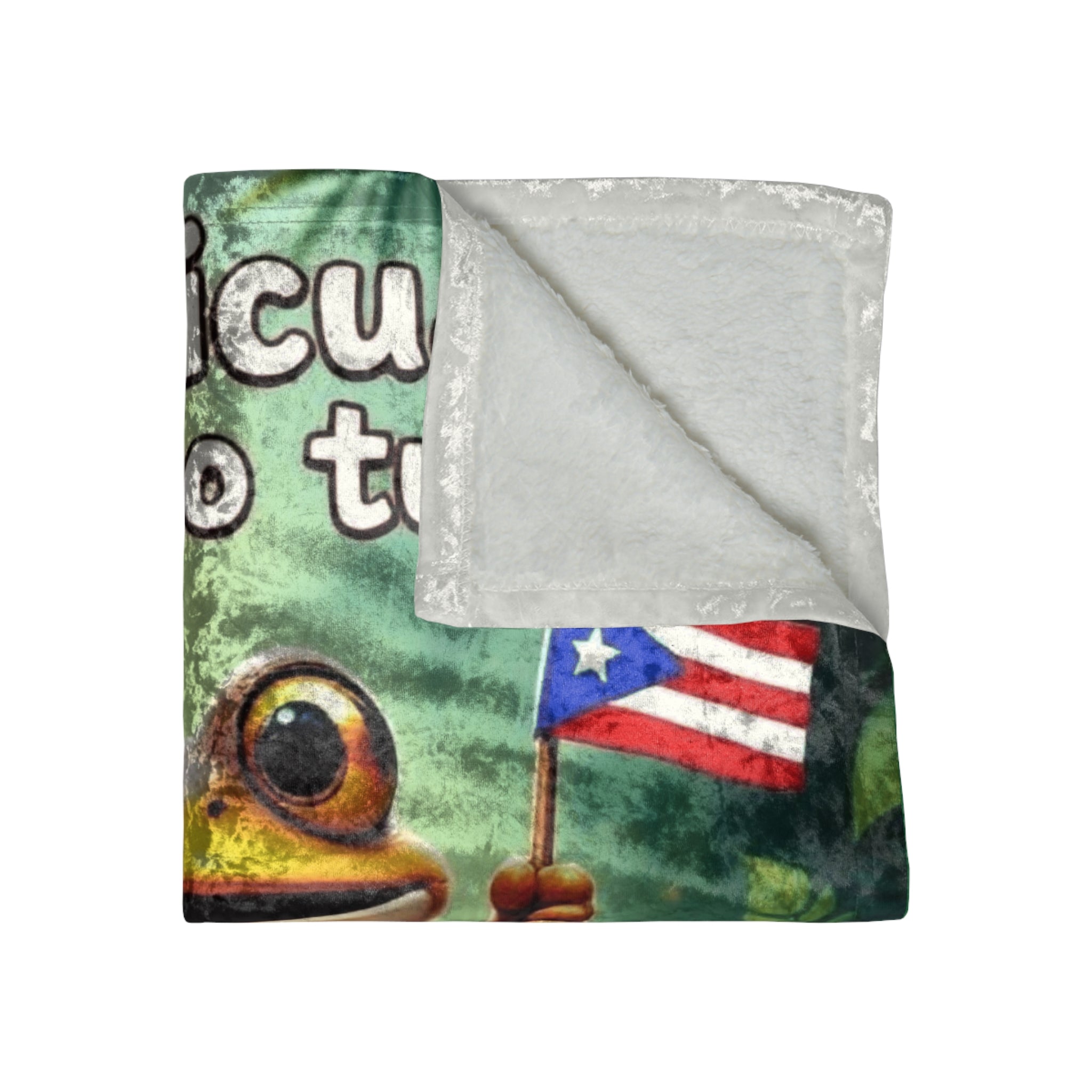 Warmth from the Island – Boricua Crushed Velvet Blanket with Puerto Rican Flag, Taíno Symbols & Cultural Design (50"x60") - Metamorphosis Creations