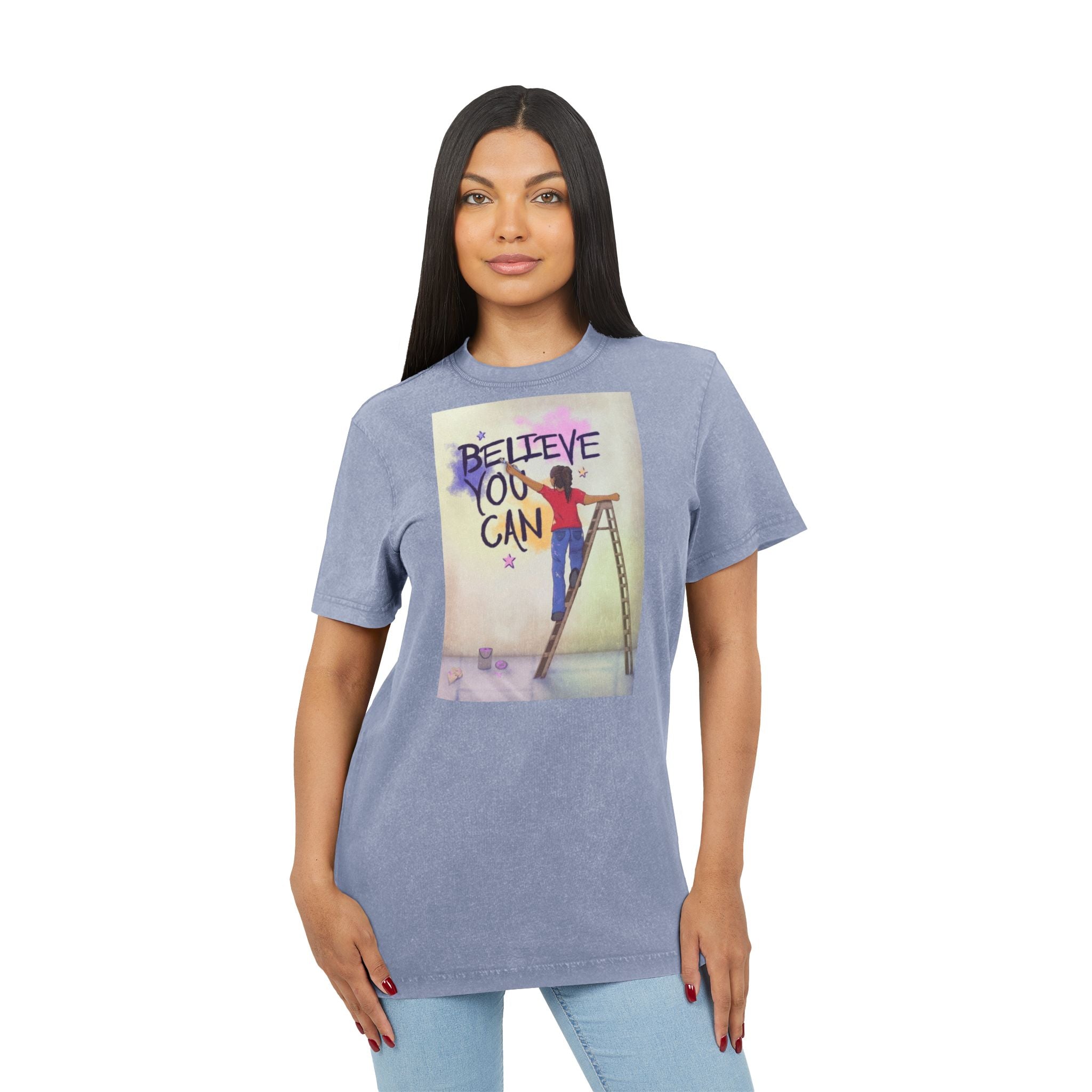🧘‍♀️ Wear Your Peace. Believe You Can Acid Washed Tee - Motivational Shirt, Vintage Style T-Shirt, Casual Wear, Gift for Friends, Inspirational Apparel - Metamorphosis Creations