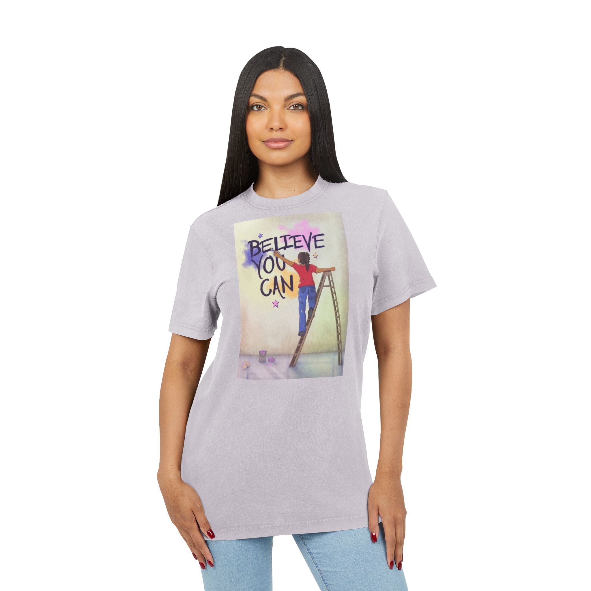 🧘‍♀️ Wear Your Peace. Believe You Can Acid Washed Tee - Motivational Shirt, Vintage Style T-Shirt, Casual Wear, Gift for Friends, Inspirational Apparel - Metamorphosis Creations