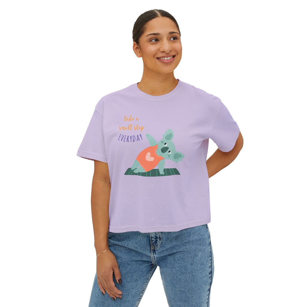 🧘‍♀️ Wear Your Peace. Motivational Women's Boxy Tee - Cute Koala Design, Relaxed Fit for Everyday Wear, Gift for Animal Lovers, Self - Care Message Premium Top - Metamorphosis Creations